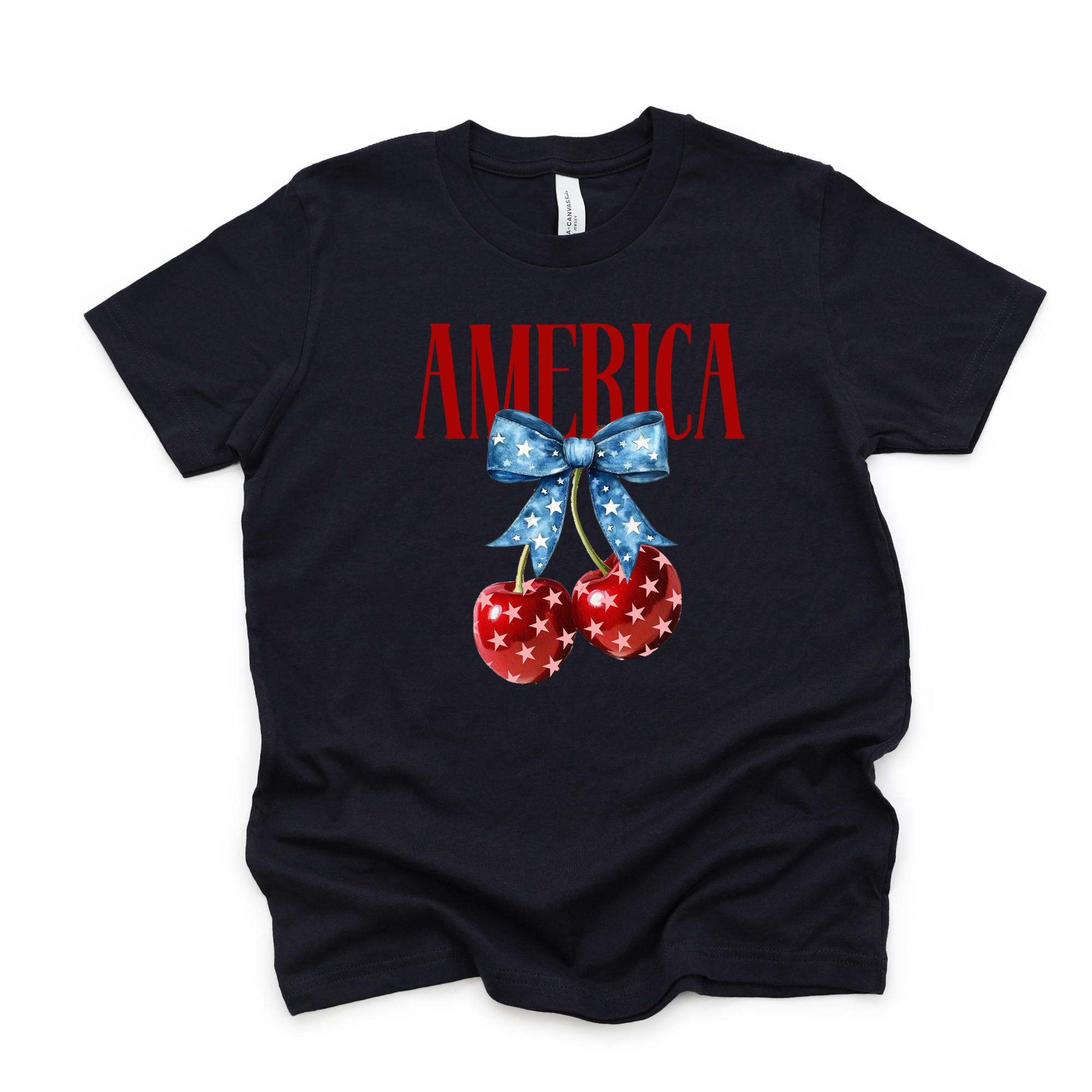 America Cherries T-Shirt | Girls 4th of July T-Shirt