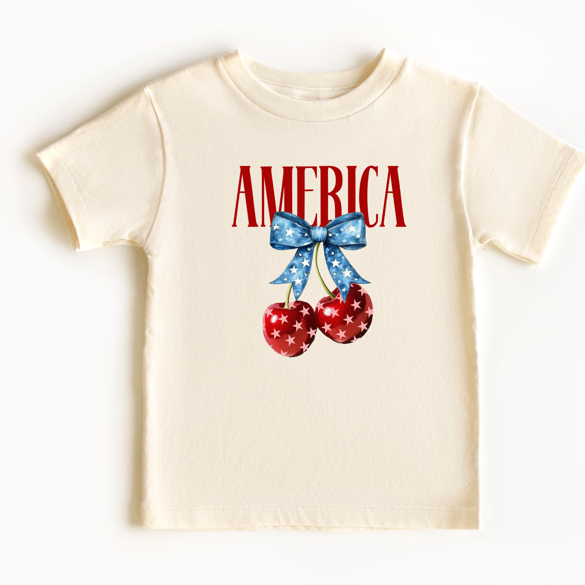 America Cherries T-Shirt | Girls 4th of July T-Shirt