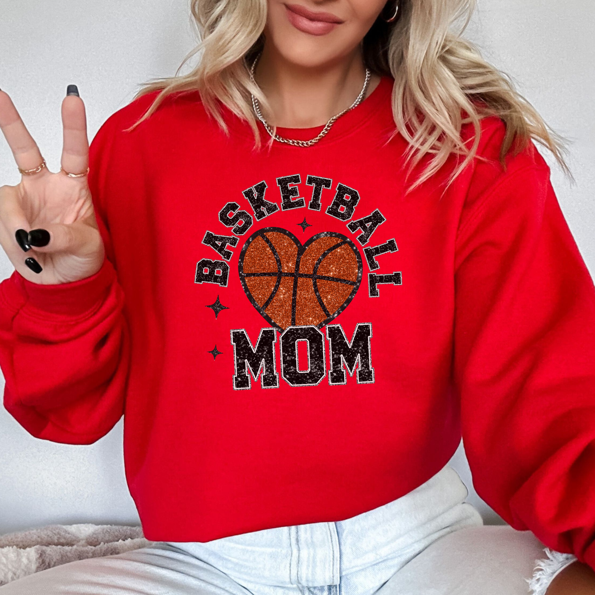 Basketball Mom Glitter Sweatshirt | Basketball Shirts