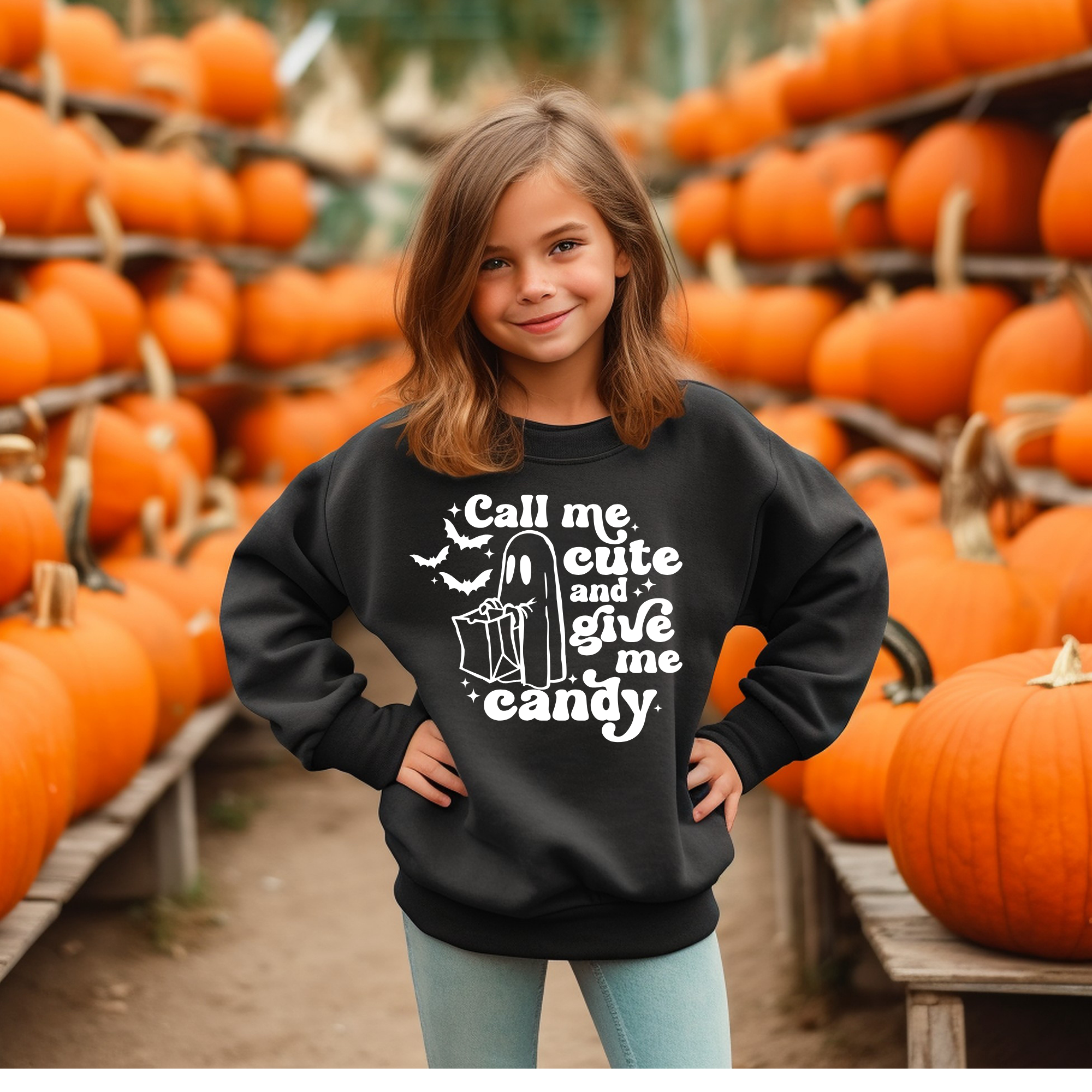 Call Me Cute and Give Me Candy Sweatsahirt | Halloween Sweatshirt