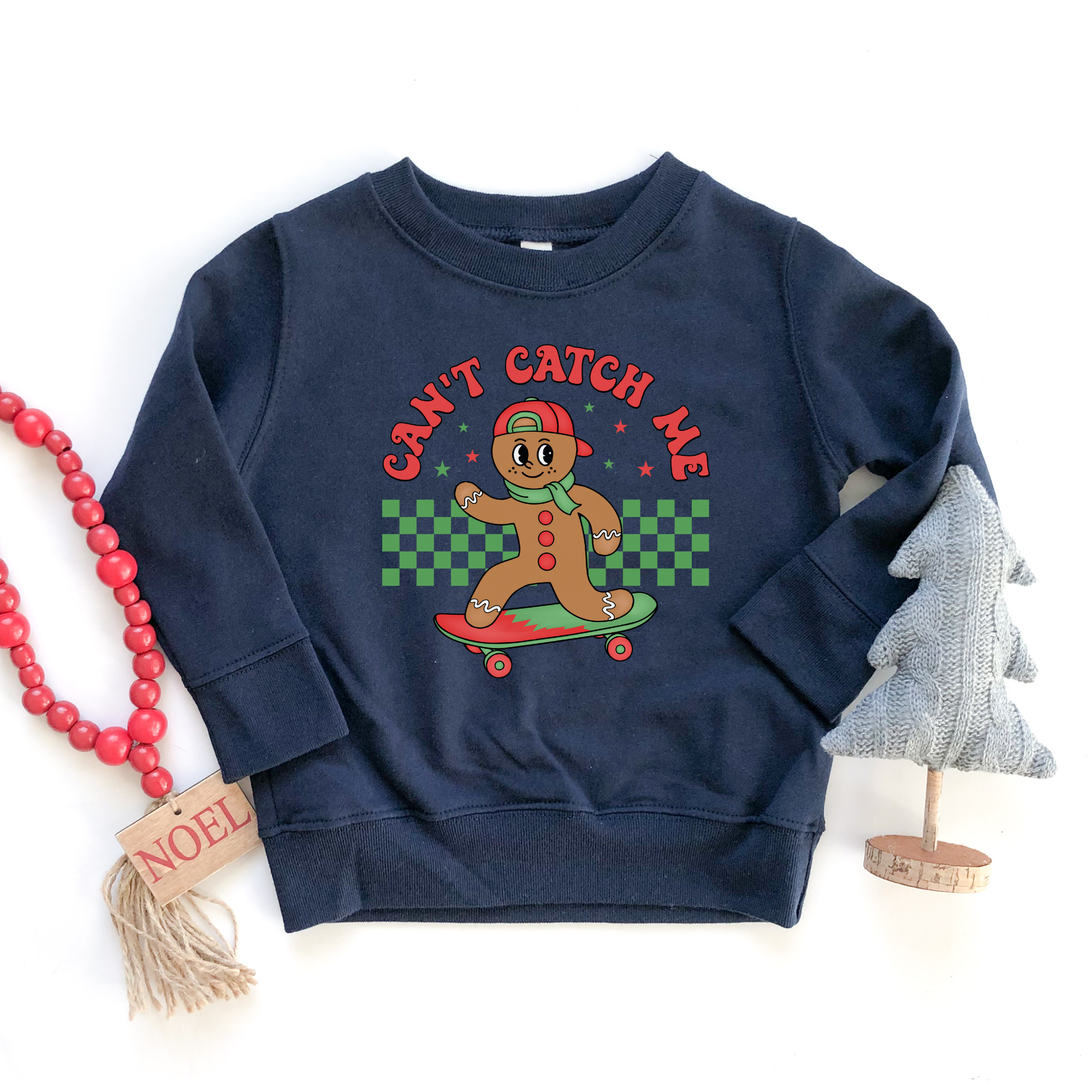 Can't catch me gingerbread man Christmas crewneck sweatshirt for toddlers and kids