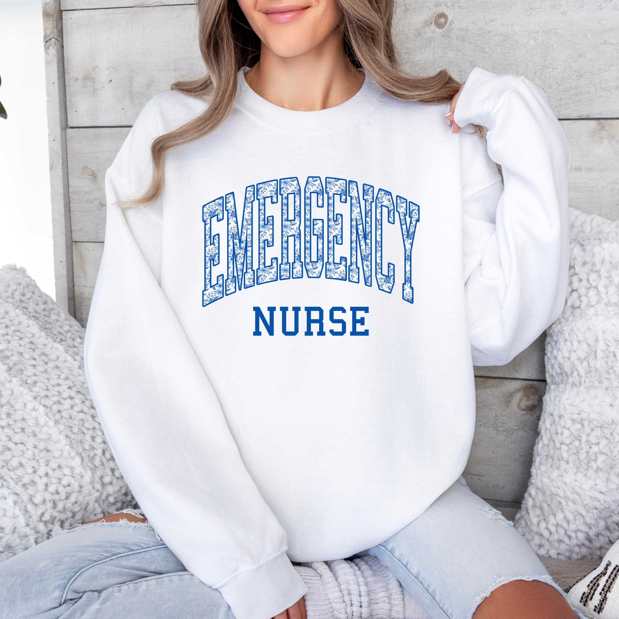 Emergency Room Nurse Sweatshirt | Floral ER Nurse Sweatshirt