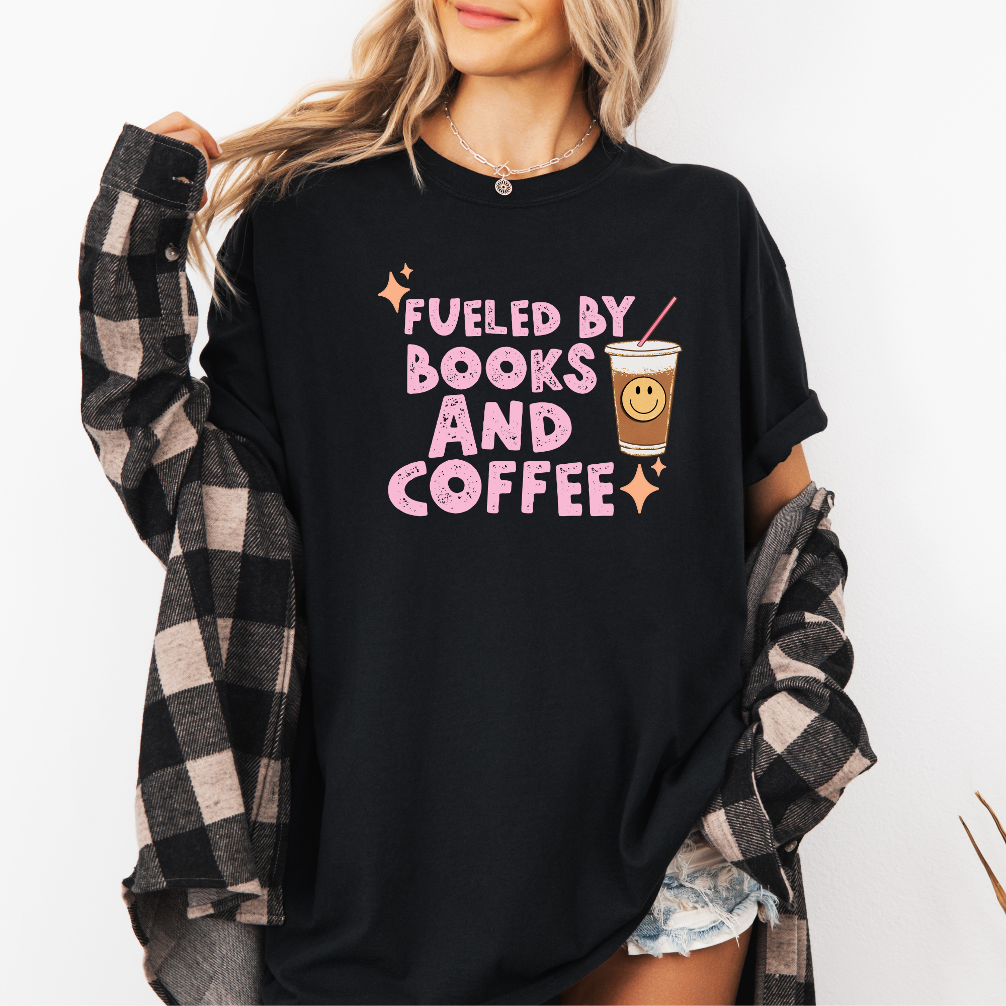 Fueled By Books and Coffee T-Shirt | Funny Book Lover T-Shirt