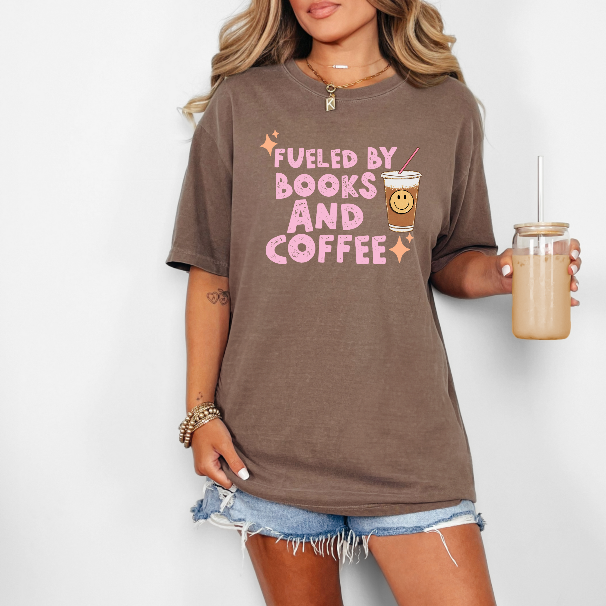 Fueled By Books and Coffee T-Shirt | Funny Book Lover T-Shirt