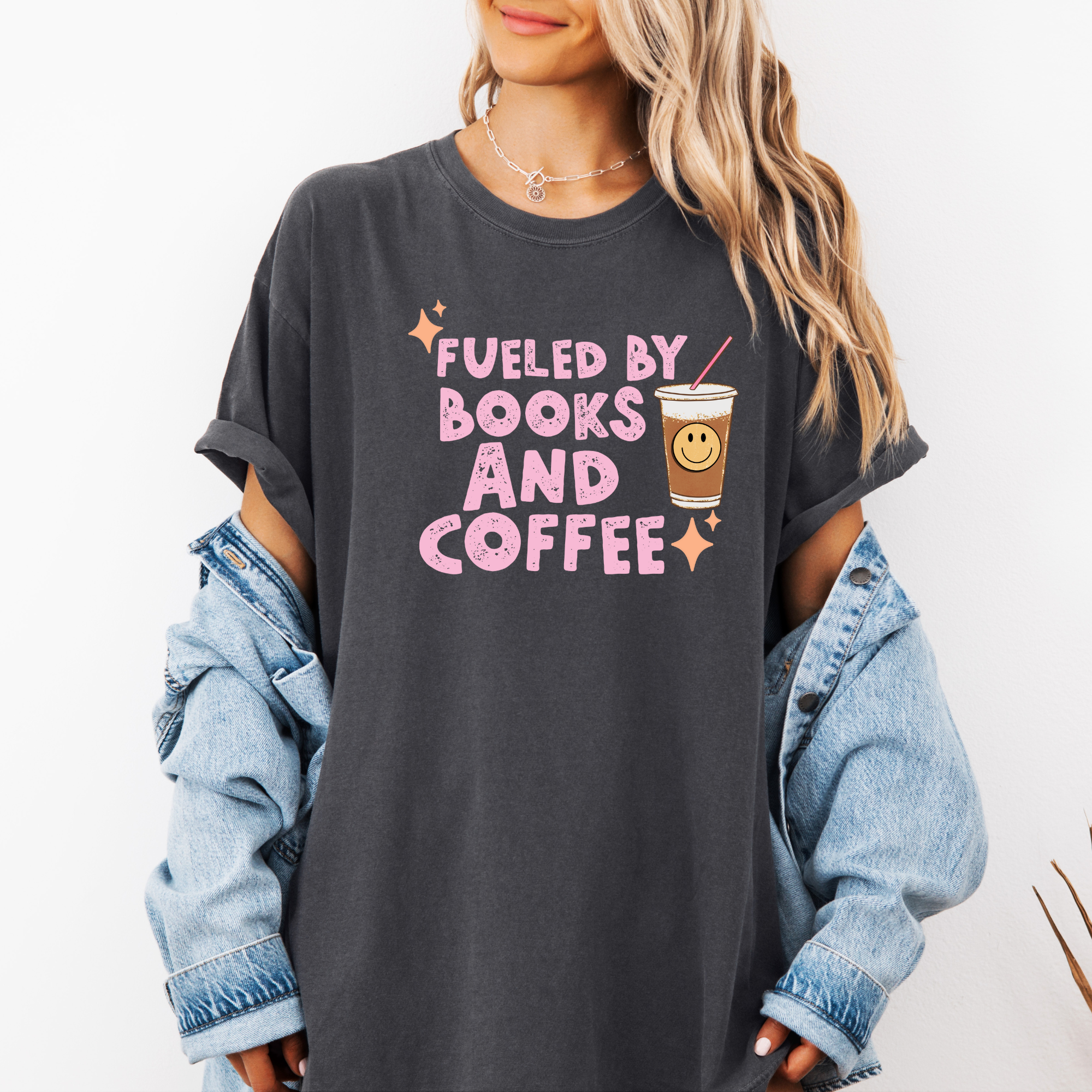 Fueled By Books and Coffee T-Shirt | Funny Book Lover T-Shirt