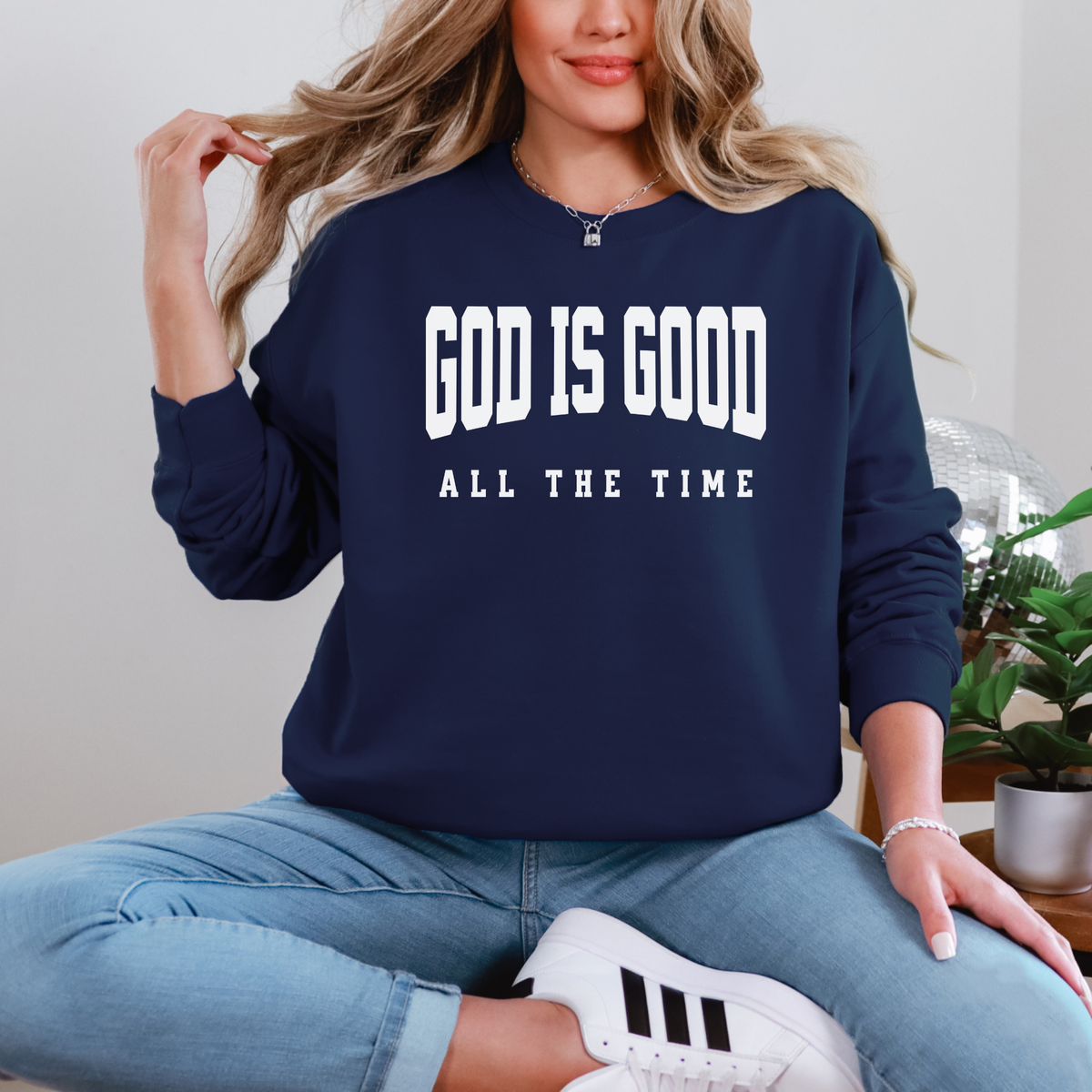 Navy god is good shirt