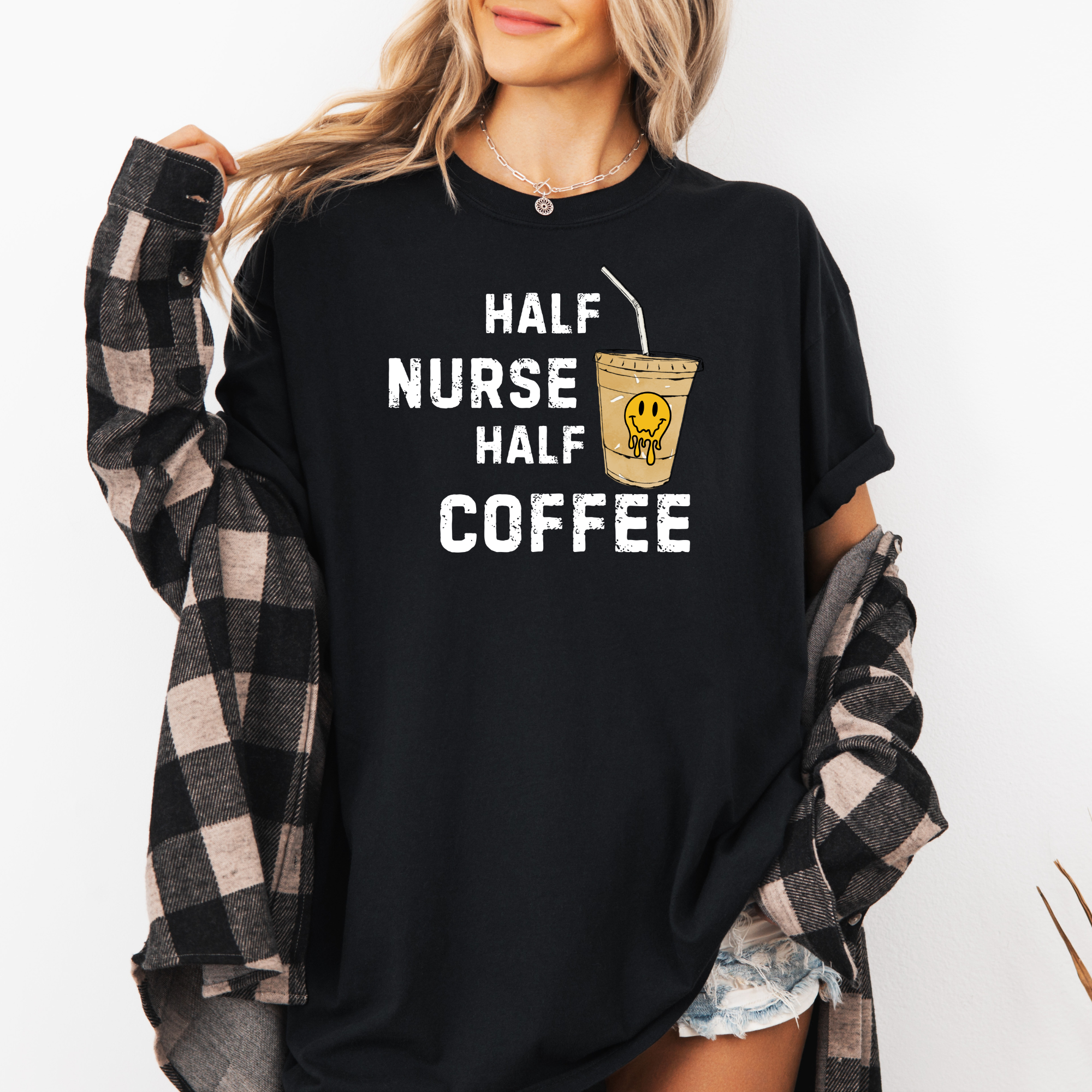 Half Nurse Half Coffee | Retro Inspired Funny Nurse Shirt