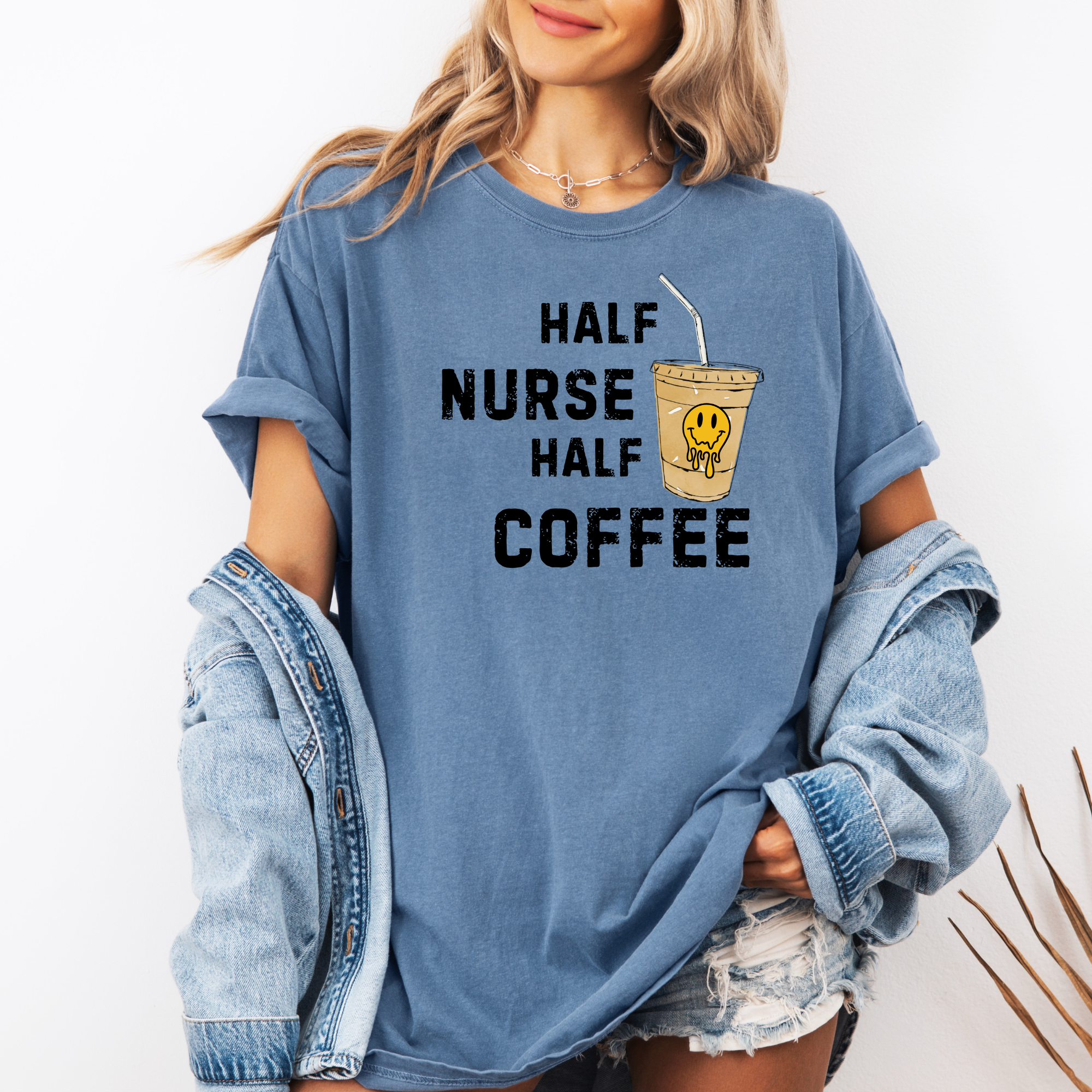 Half Nurse Half Coffee | Retro Inspired Funny Nurse Shirt