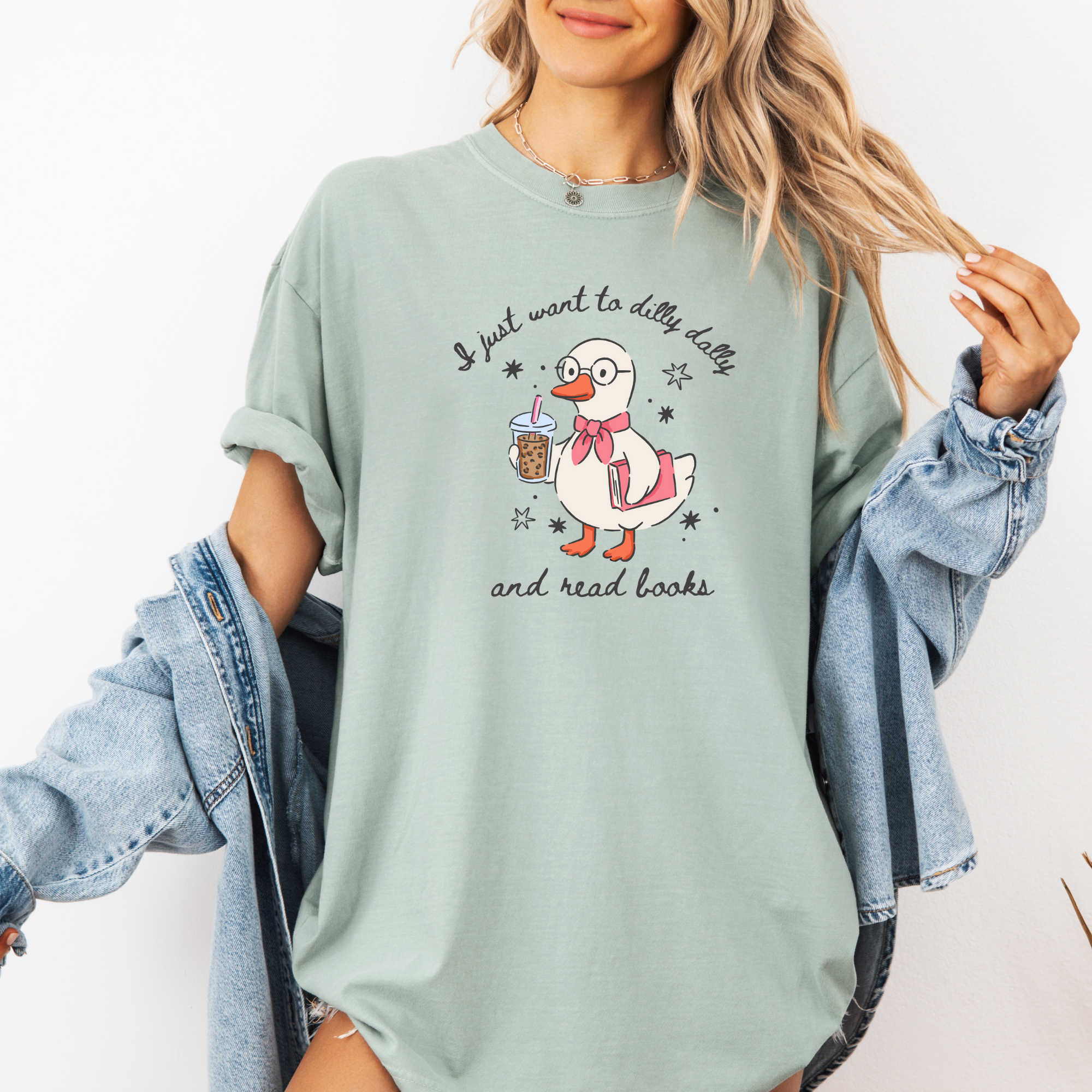 I just want to dilly dally and read books T-Shirt | Funny Book Shirt