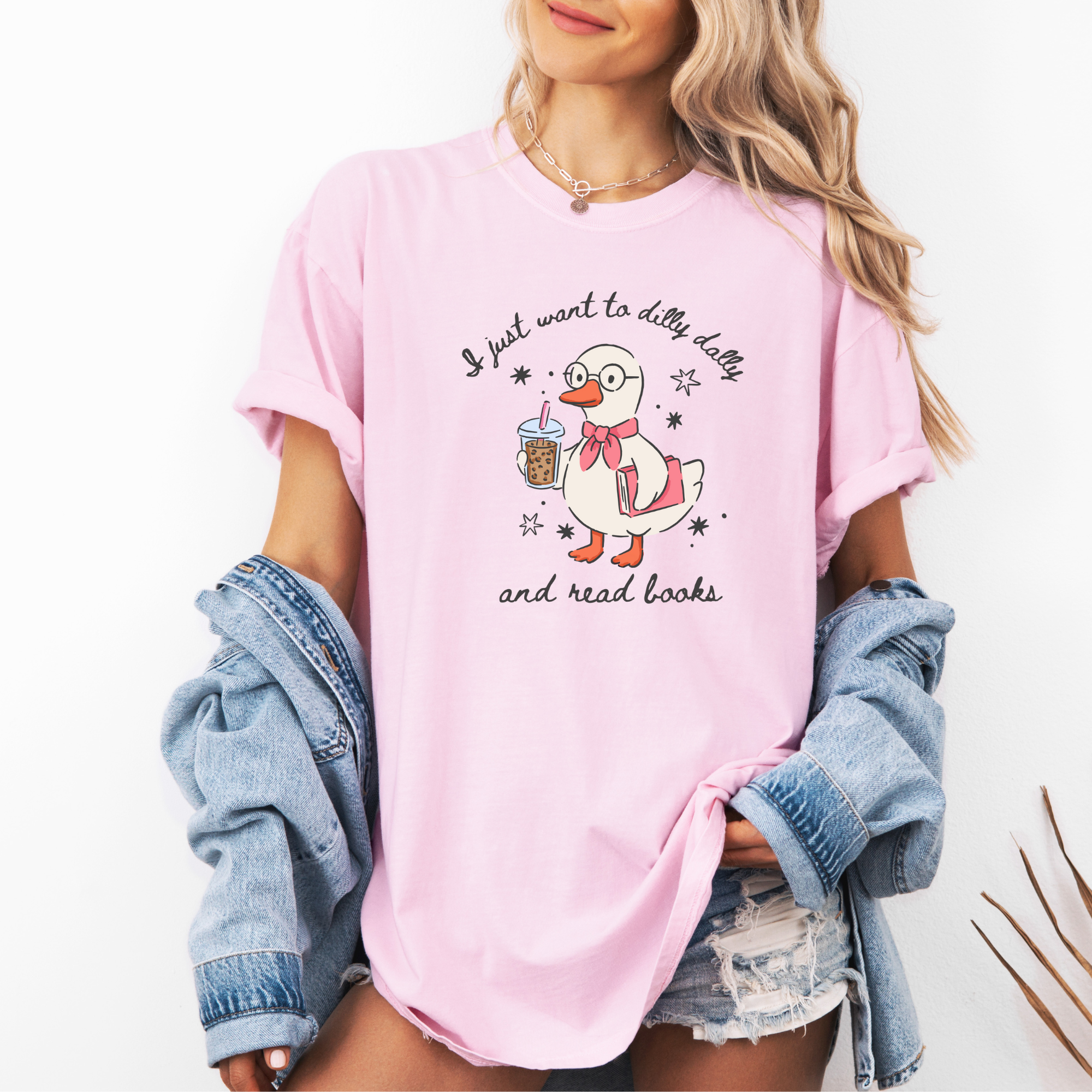 I just want to dilly dally and read books T-Shirt | Funny Book Shirt