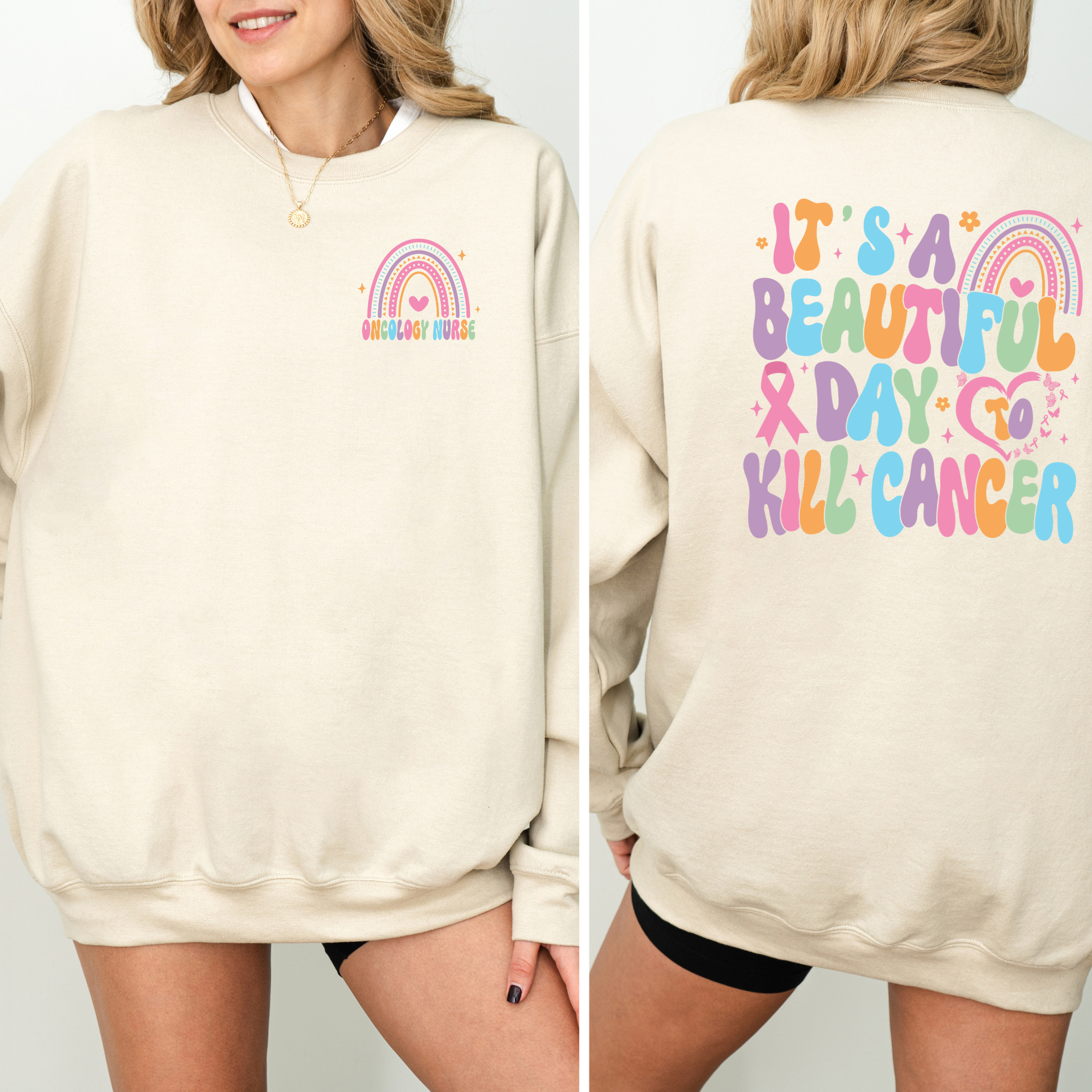 It's A Beautiful Day To Kill Cancer Sweatshirt | Retro Inspired Oncology Nurse Sweatshirt