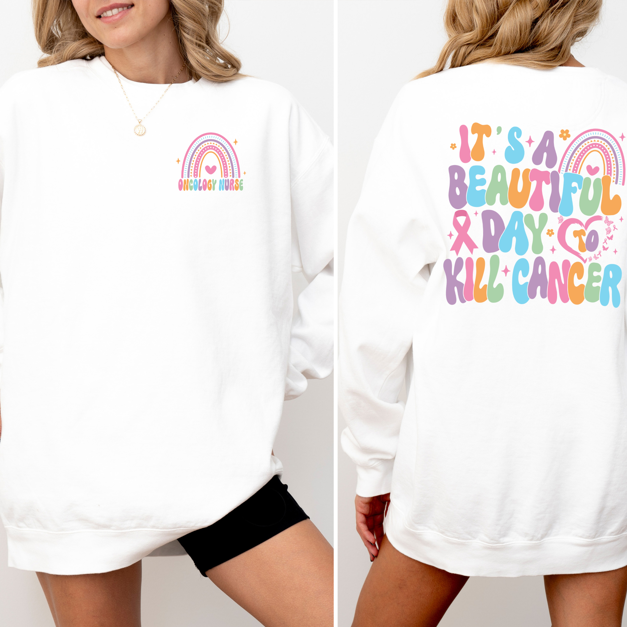 It's A Beautiful Day To Kill Cancer Sweatshirt | Retro Inspired Oncology Nurse Sweatshirt