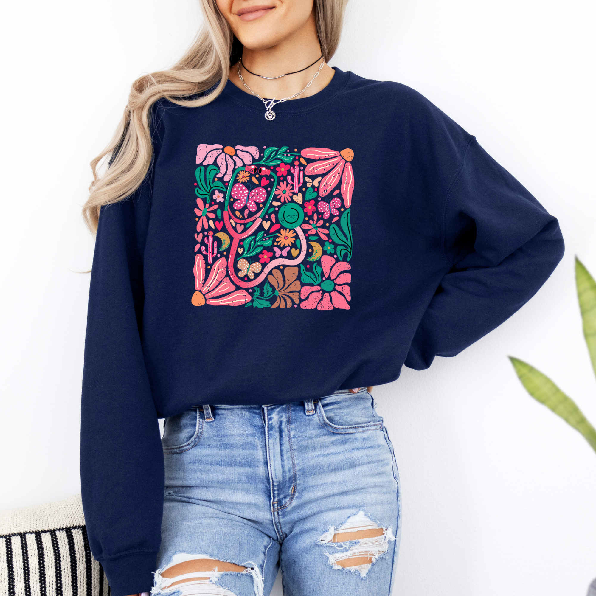 Retro Nurse Sweatshirt | Floral Healthcare Sweatshirt