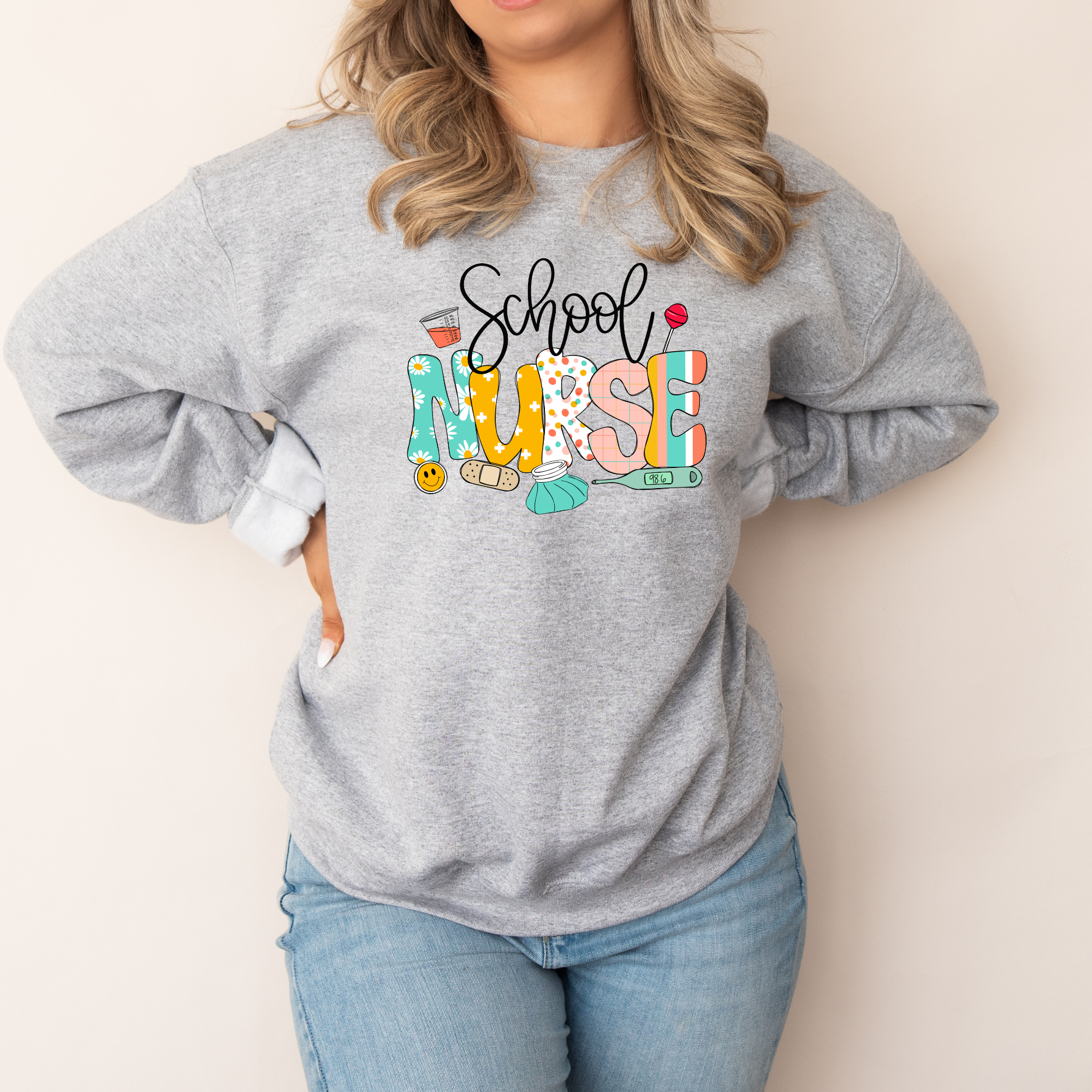 School Nurse Sweatshirt | Retro Inspired School Nurse Sweatshirt