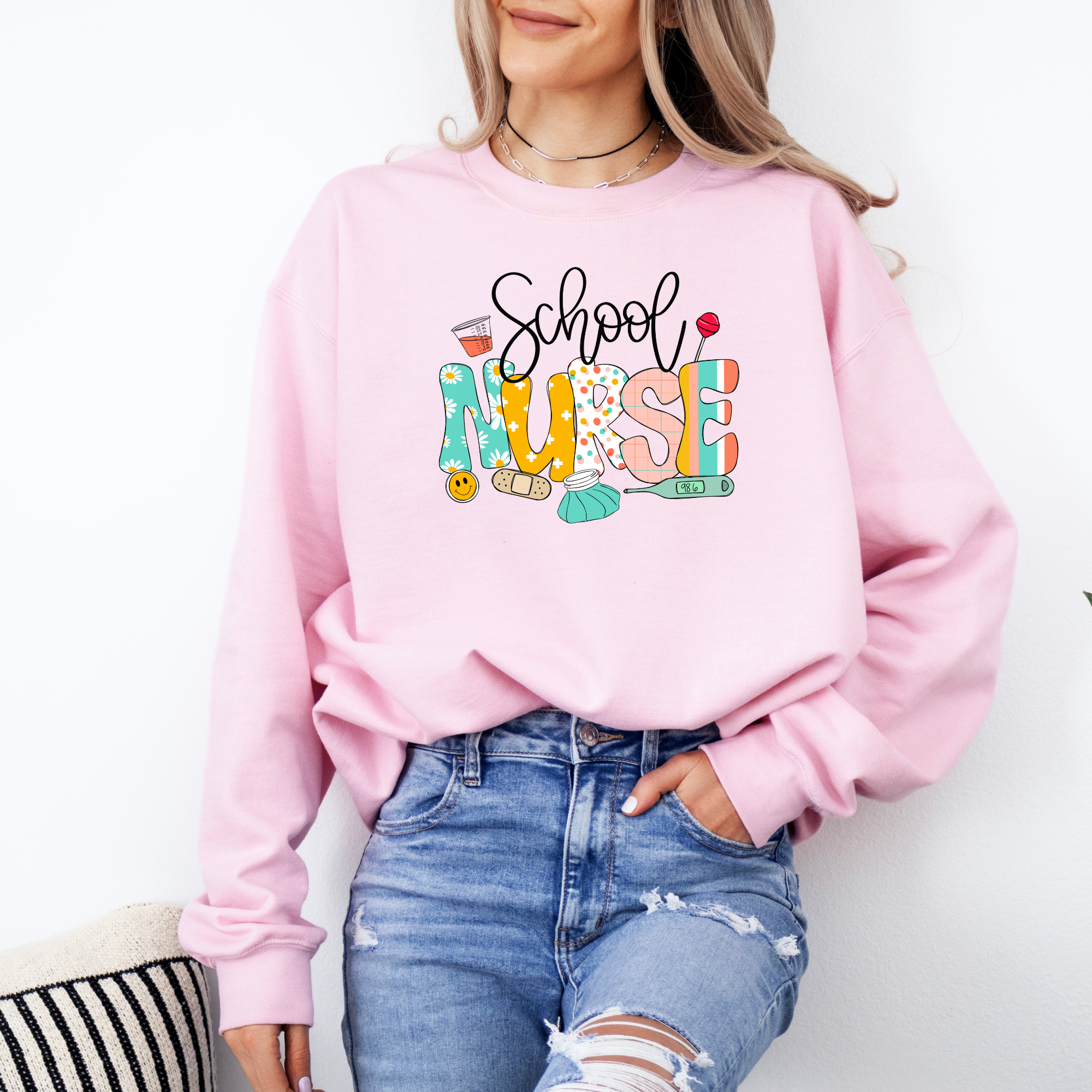 School Nurse Sweatshirt | Retro Inspired School Nurse Sweatshirt