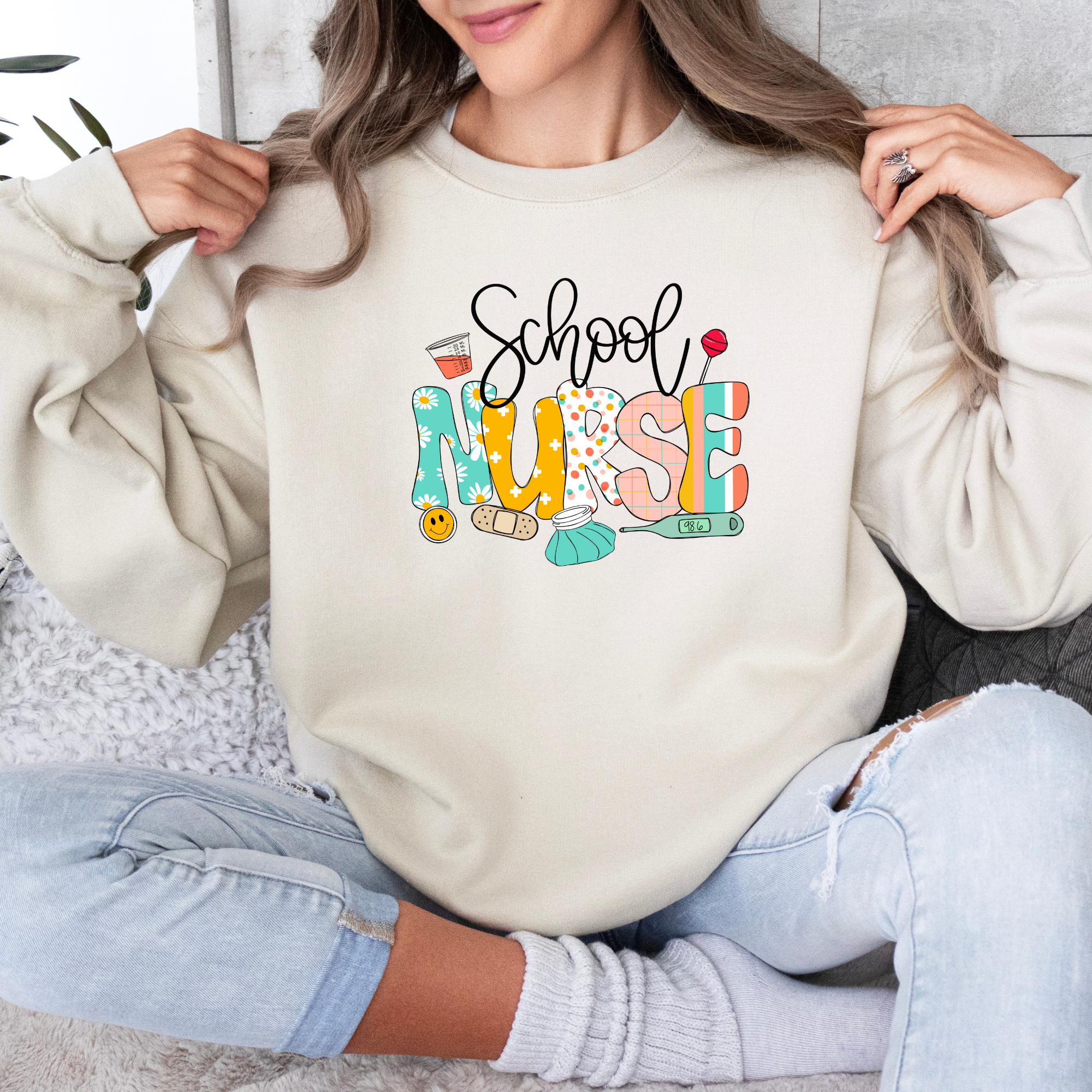 School Nurse Sweatshirt | Retro Inspired School Nurse Sweatshirt