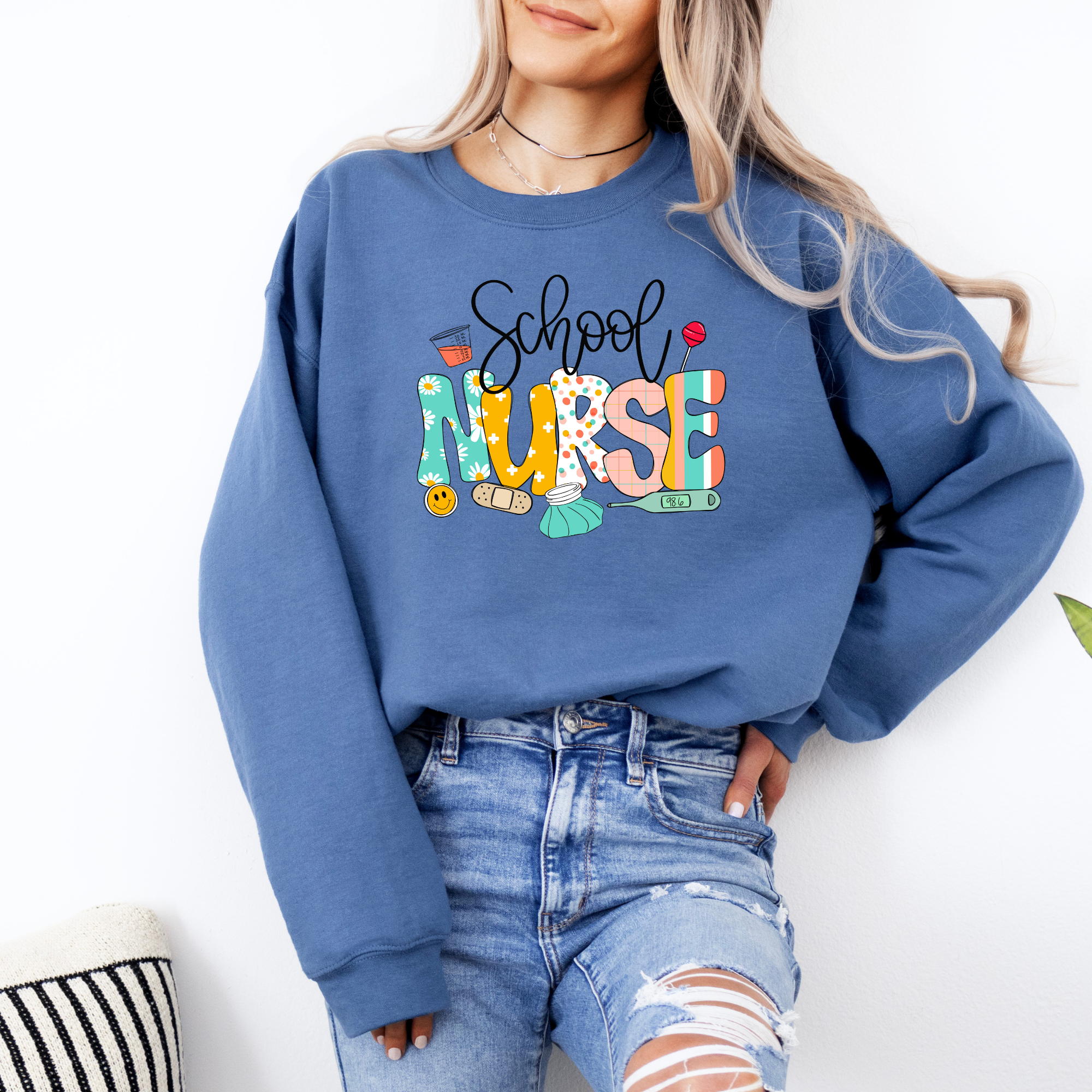 School Nurse Sweatshirt | Retro Inspired School Nurse Sweatshirt