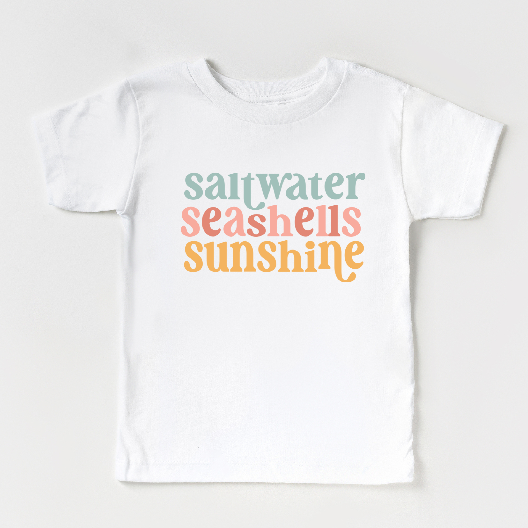 Saltwater seashells sunshine kids beach shirt