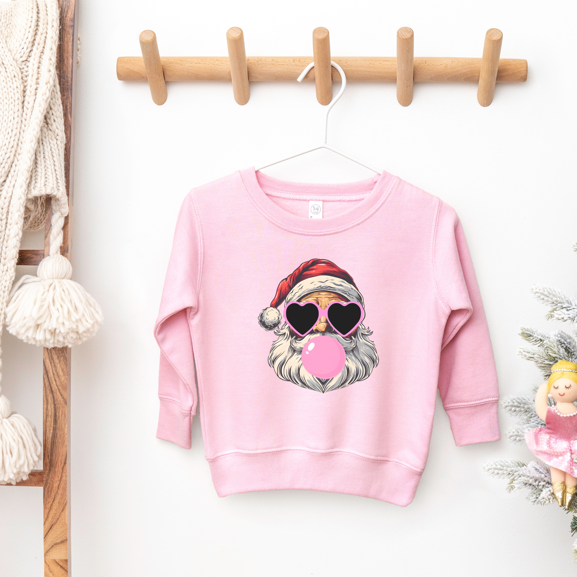 Bubble Gum Santa Sweatshirt|  Girls Christmas Sweatshirt