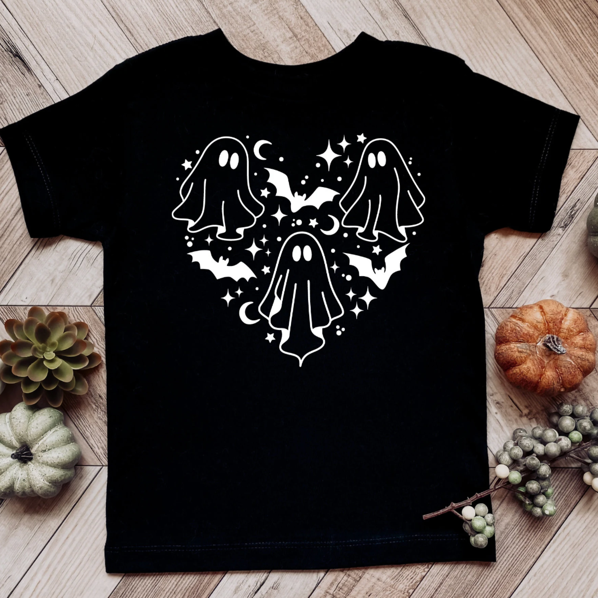 Spooky ghost heart tshirt