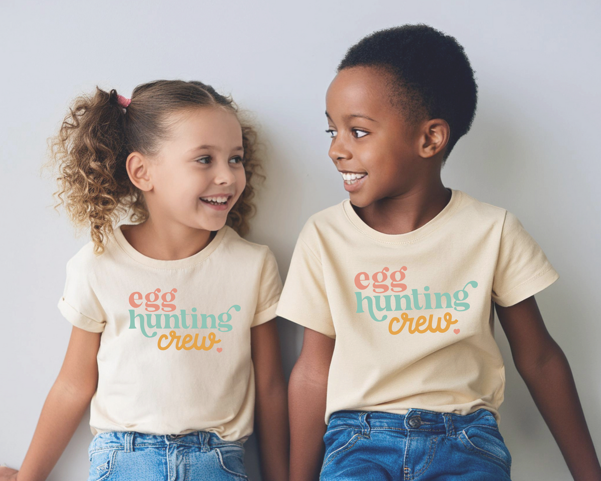 egg hunting crew kids easter tshirt