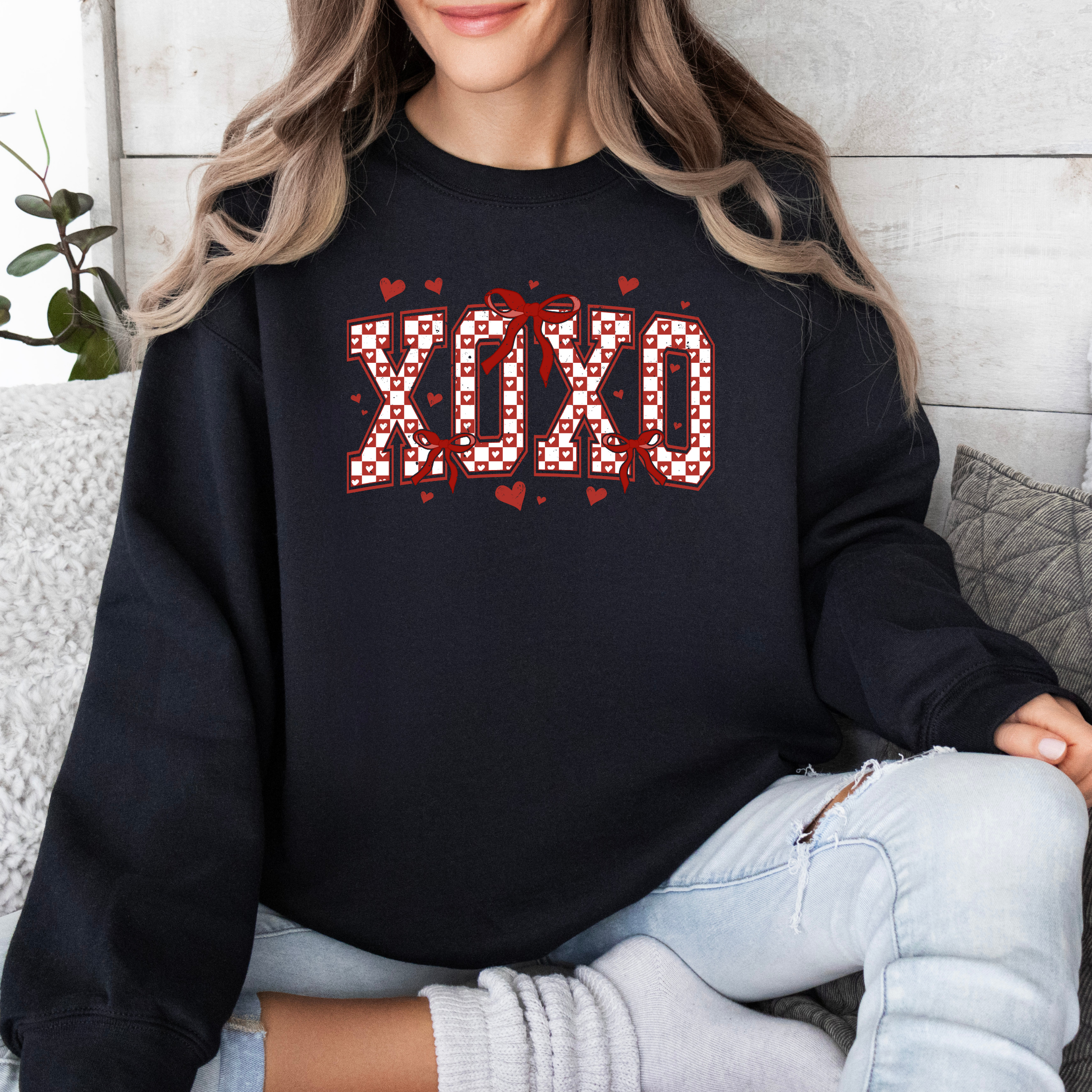 XOXO Checkered Sweatshirt | Valentine's Day Shirt