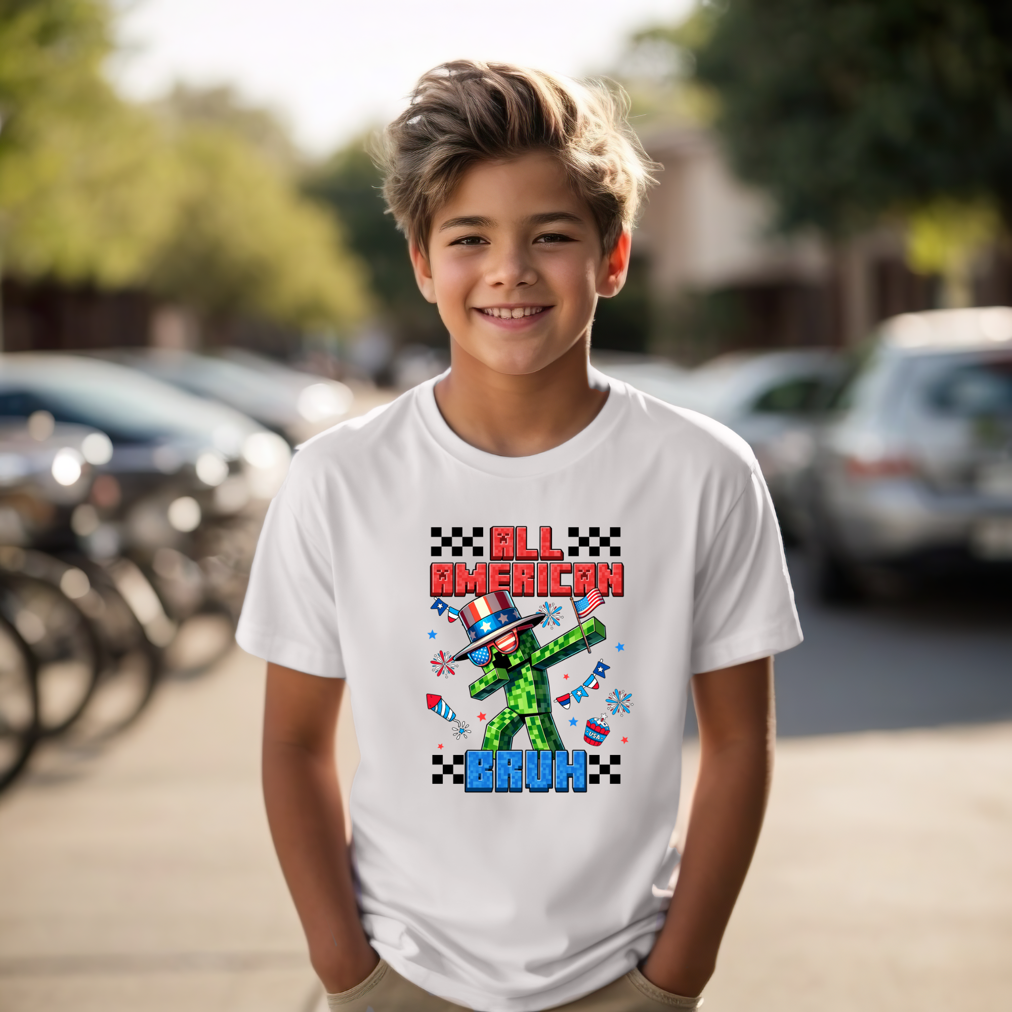 All American Bruh T-Shirt | Kids Gaming T-Shirt
