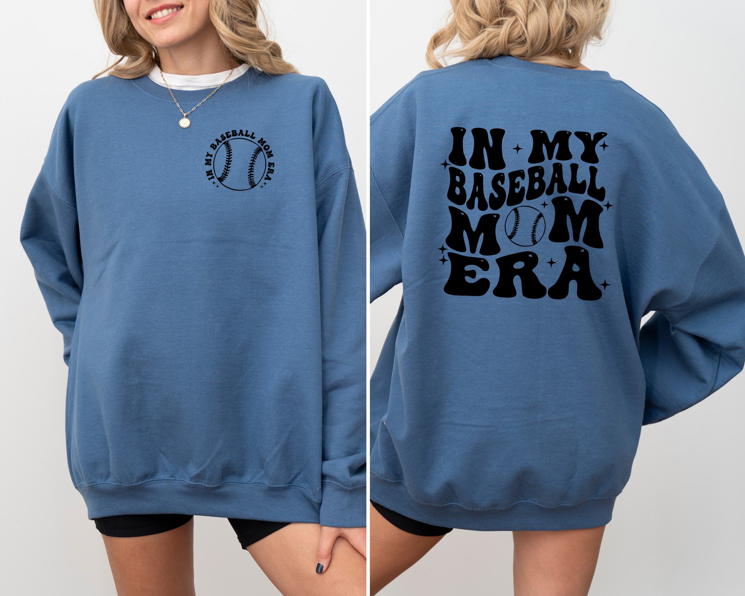 in my baseball mom era sweatshirt.  Baseball mom shirt.