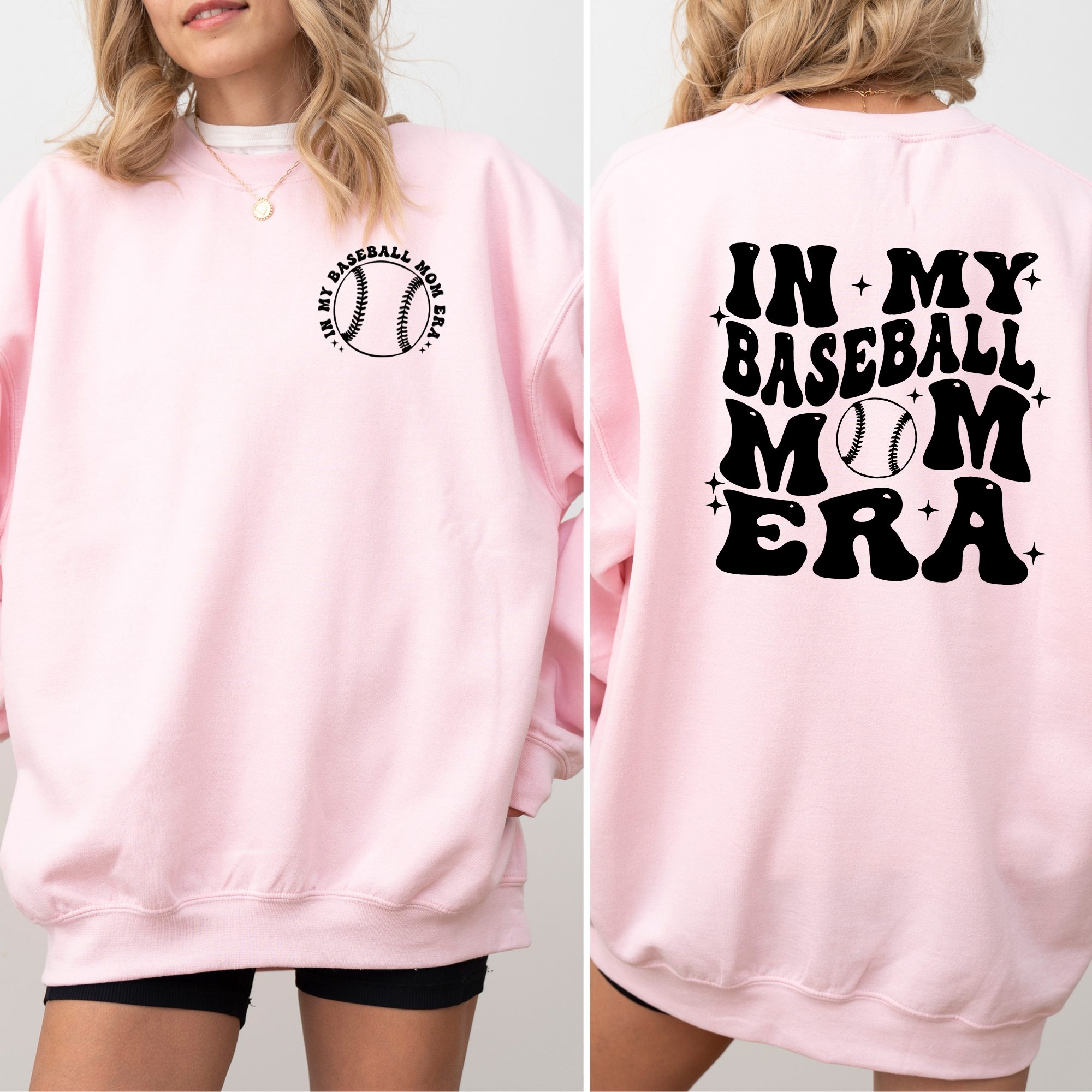 in my baseball mom era sweatshirt.  Baseball mom shirt.