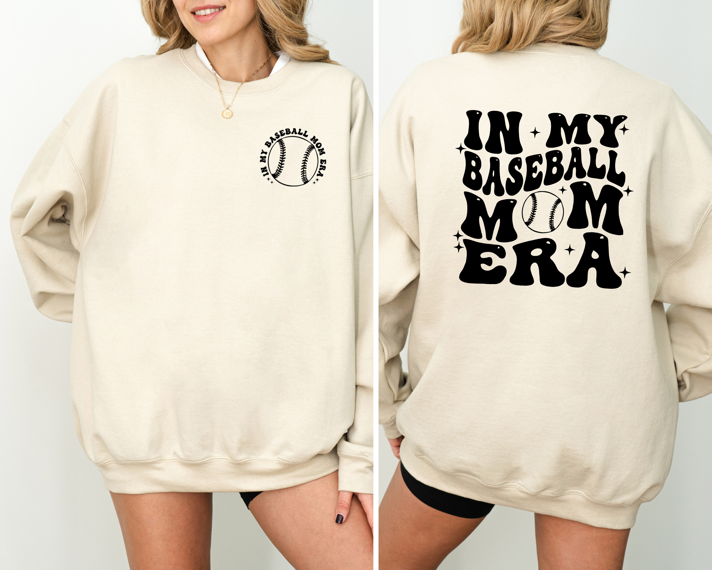 in my baseball mom era sweatshirt.  Baseball mom shirt.