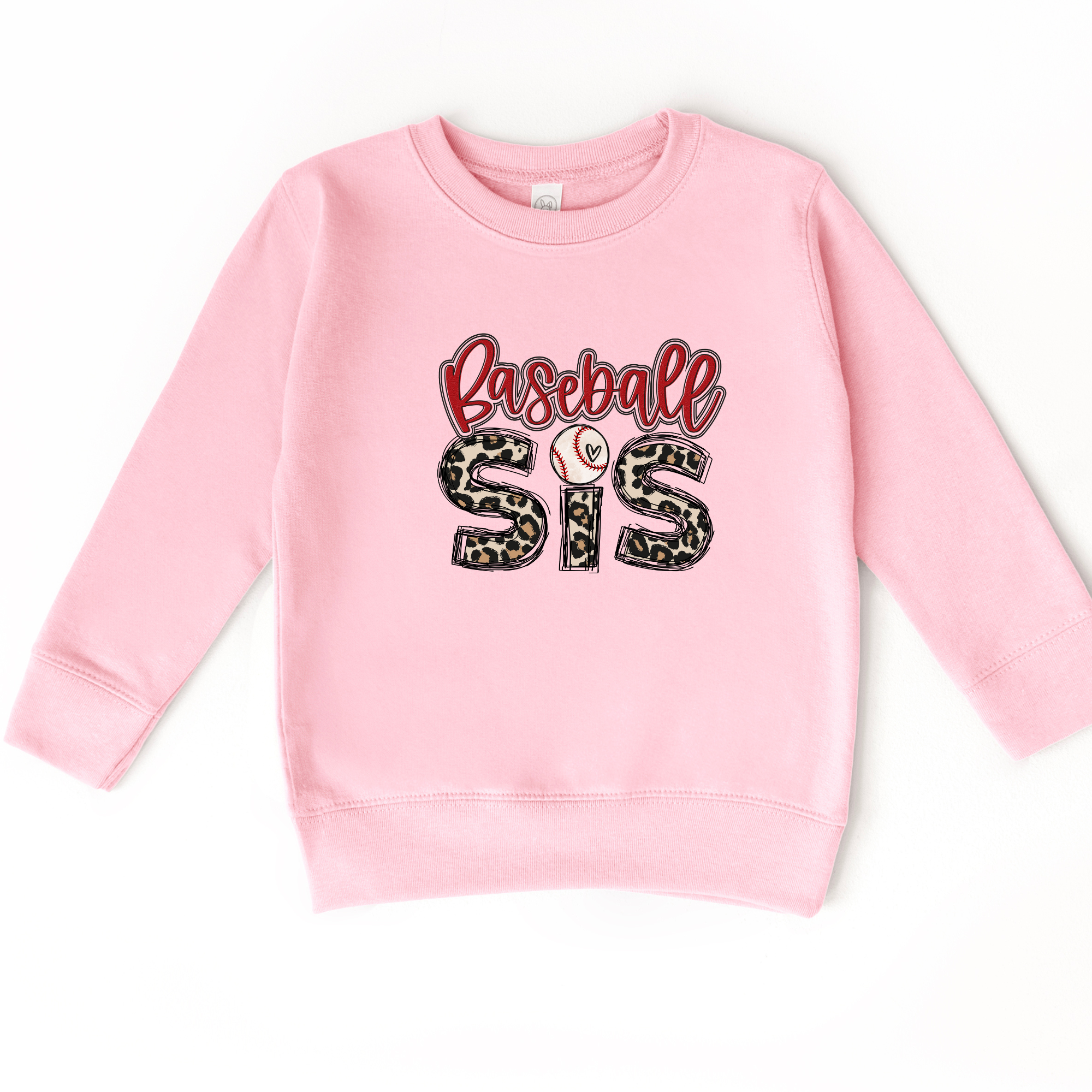baseball sister sweatshirt with a leopard print design.