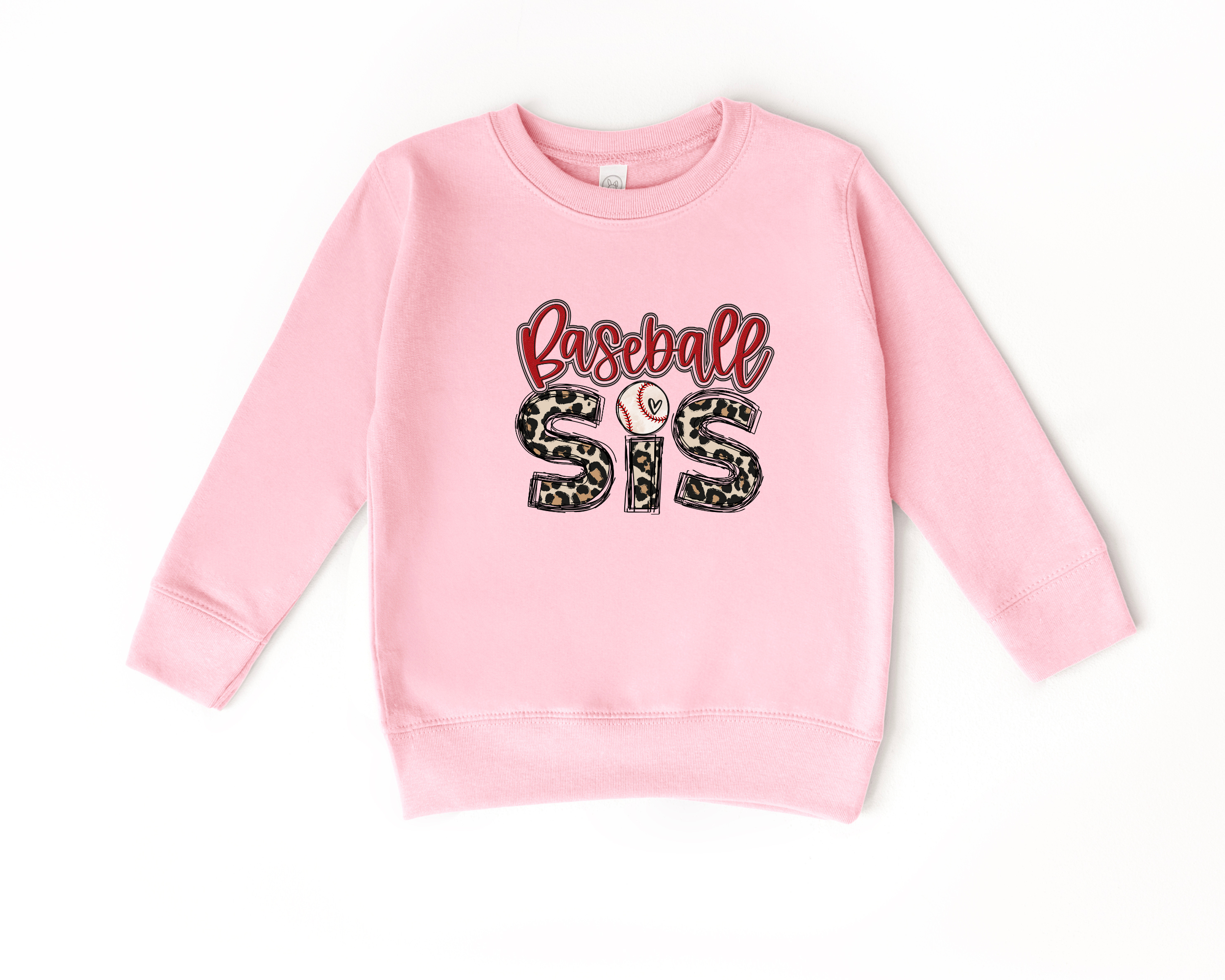 baseball sister sweatshirt with a leopard print design.