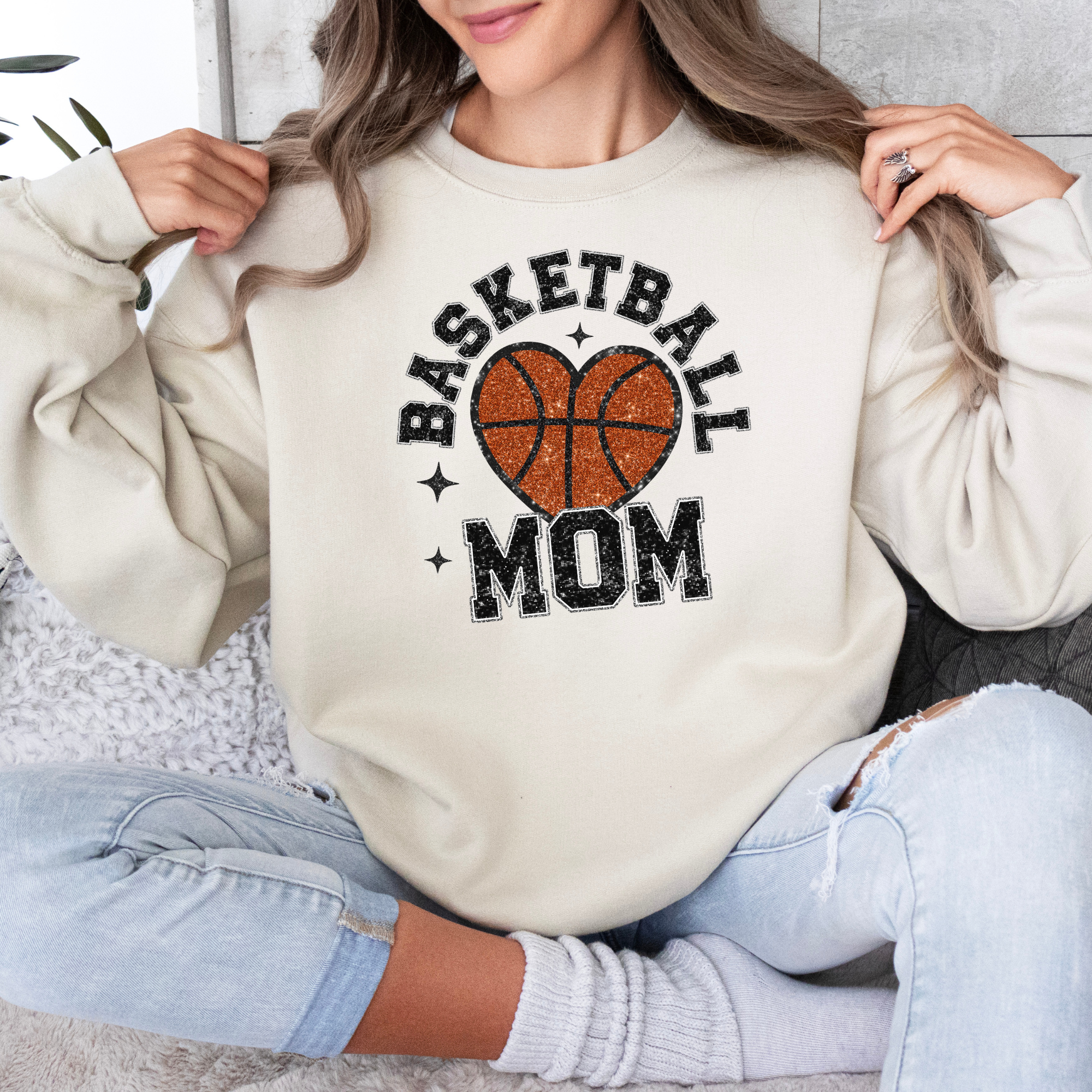 Basketball Mom Glitter Sweatshirt | Basketball Shirts