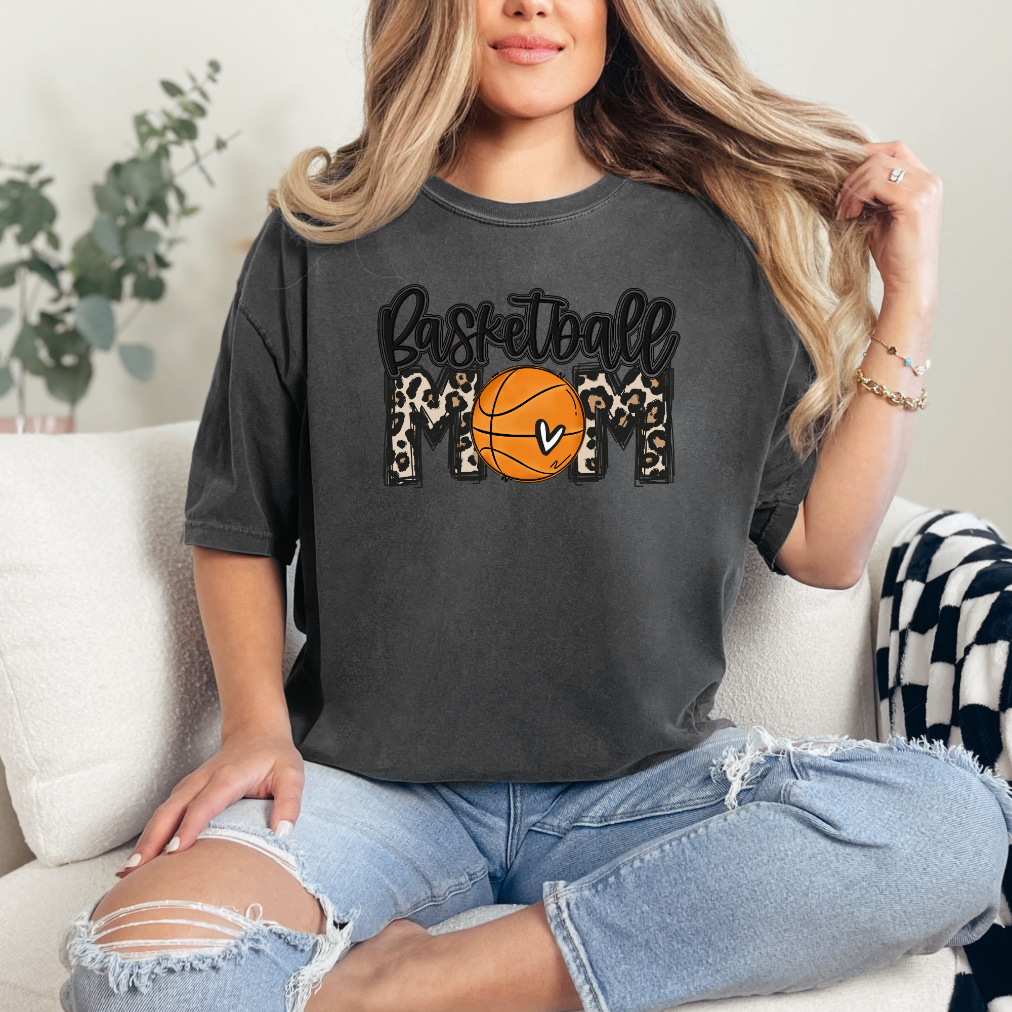Basketball mom cheetah tshirt