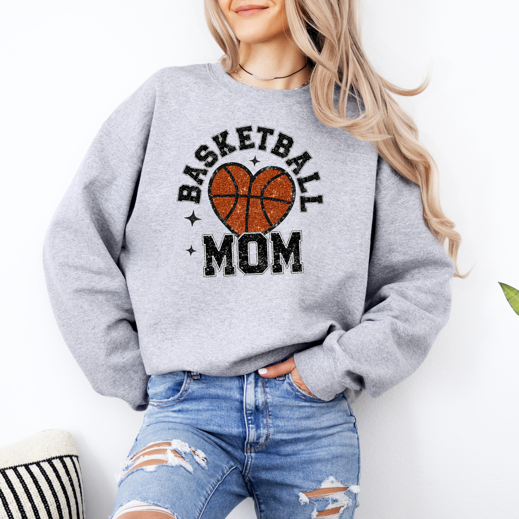 Basketball Mom Glitter Sweatshirt | Basketball Shirts