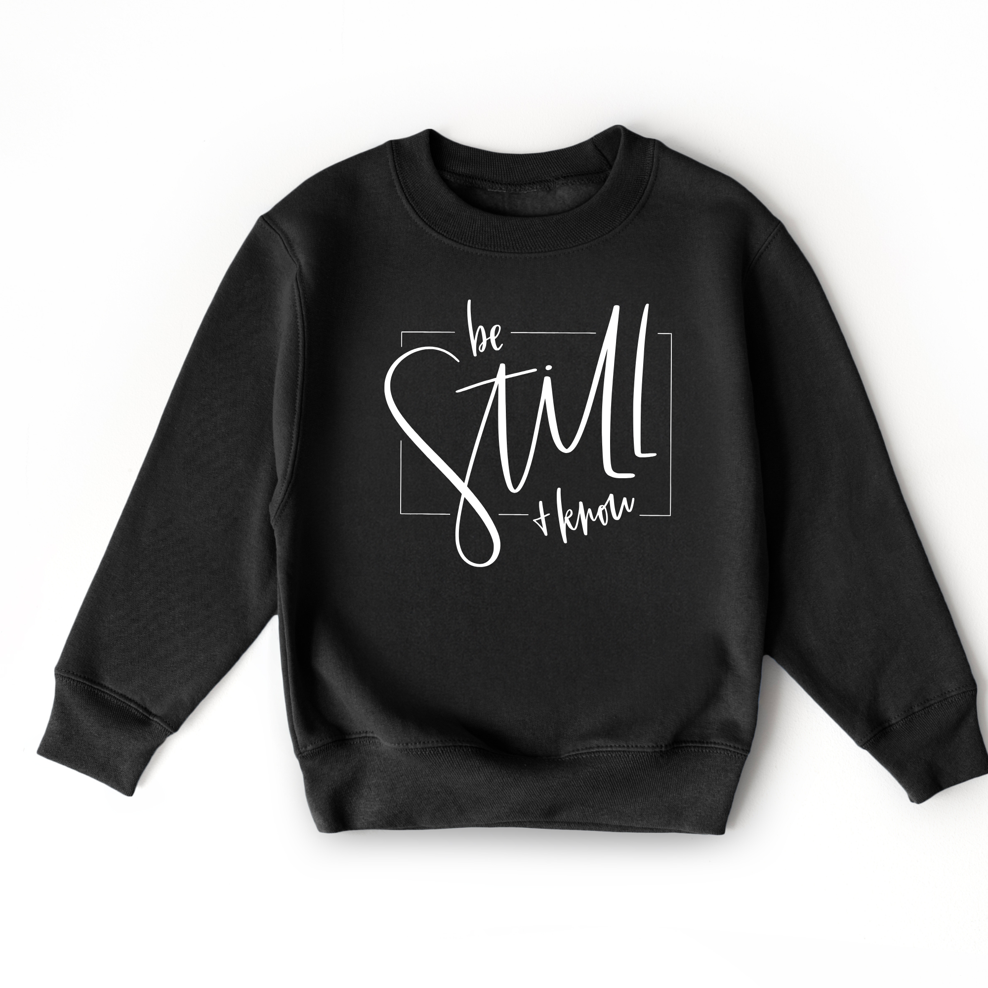 Be still and know kids christian sweatshirt for boys or girls.