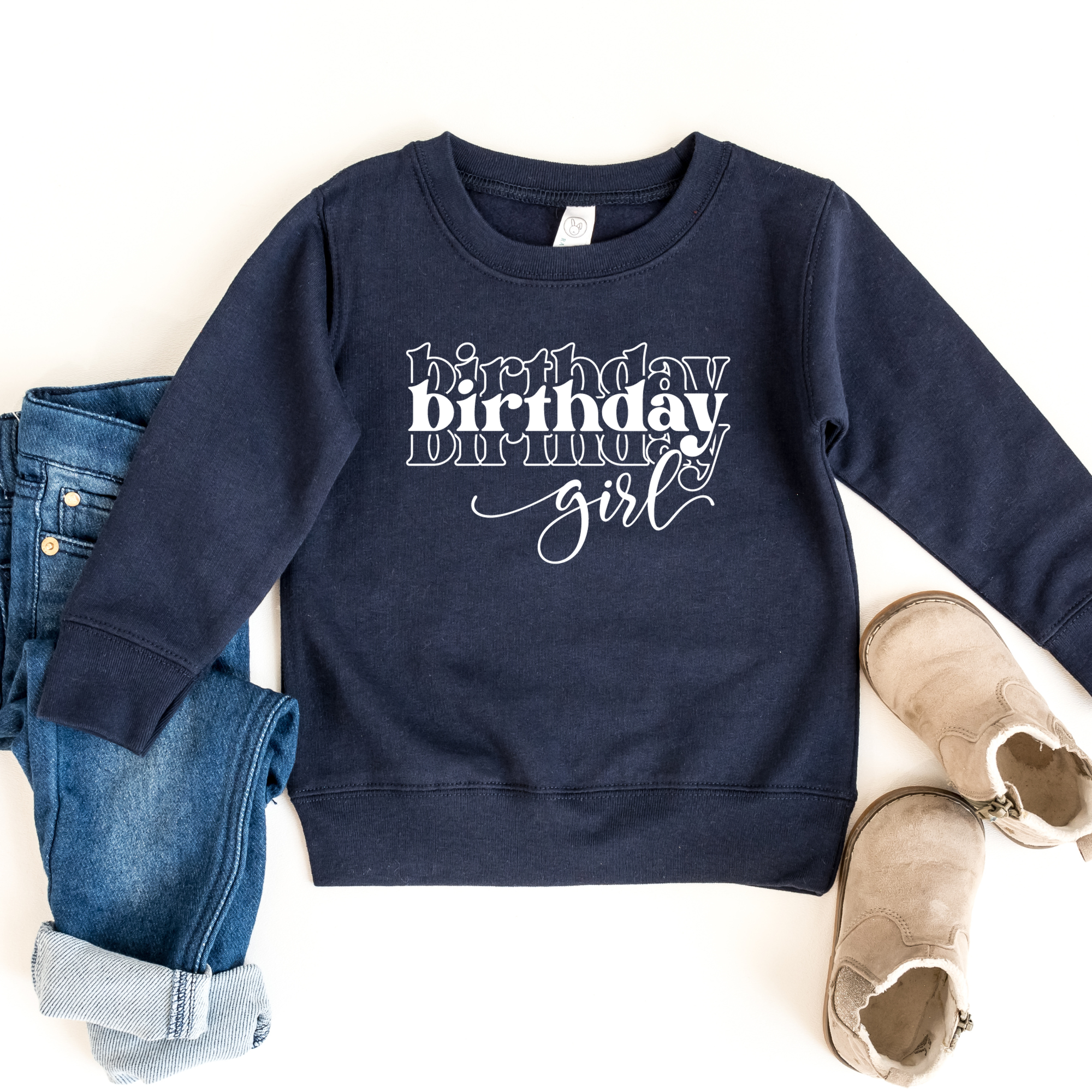 Birthday girl stacked -- kids sweatshirt