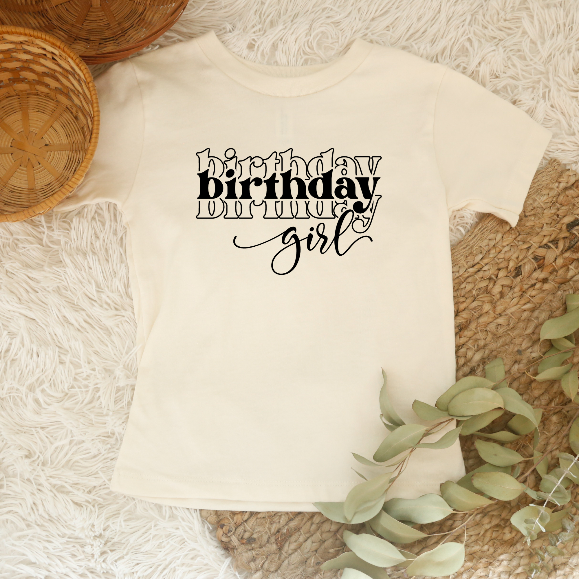 Birthday girl stacked -- kids tshirt