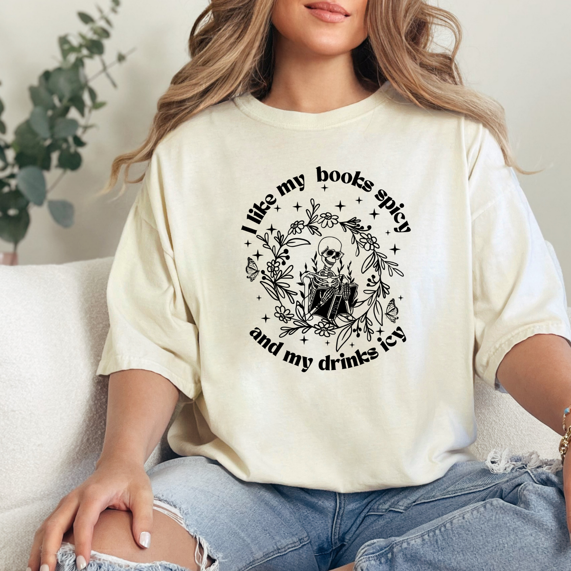I like my books spicy and my drinks icy t-shirt | Bookish Shirt