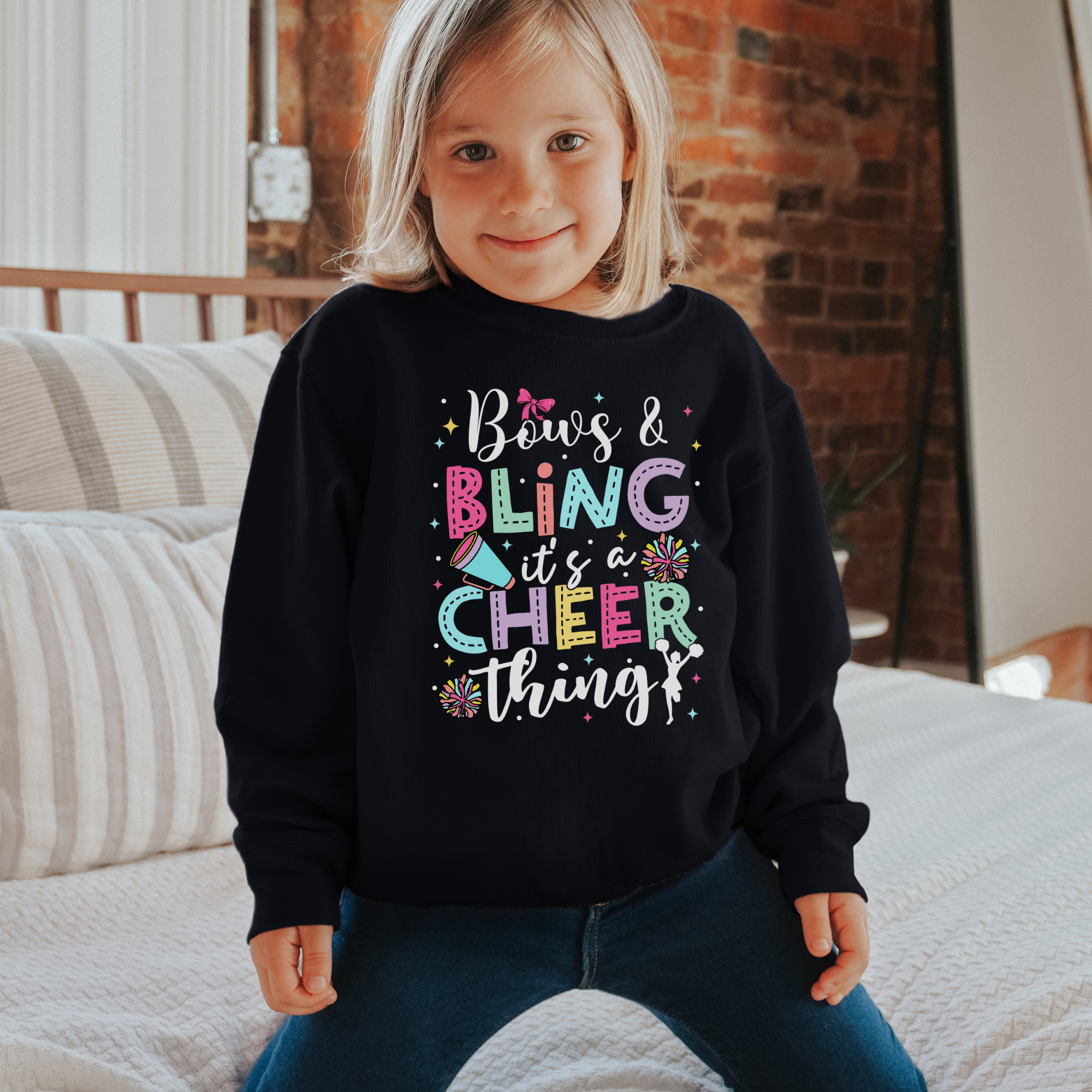girls cheerleading sweatshirt in black