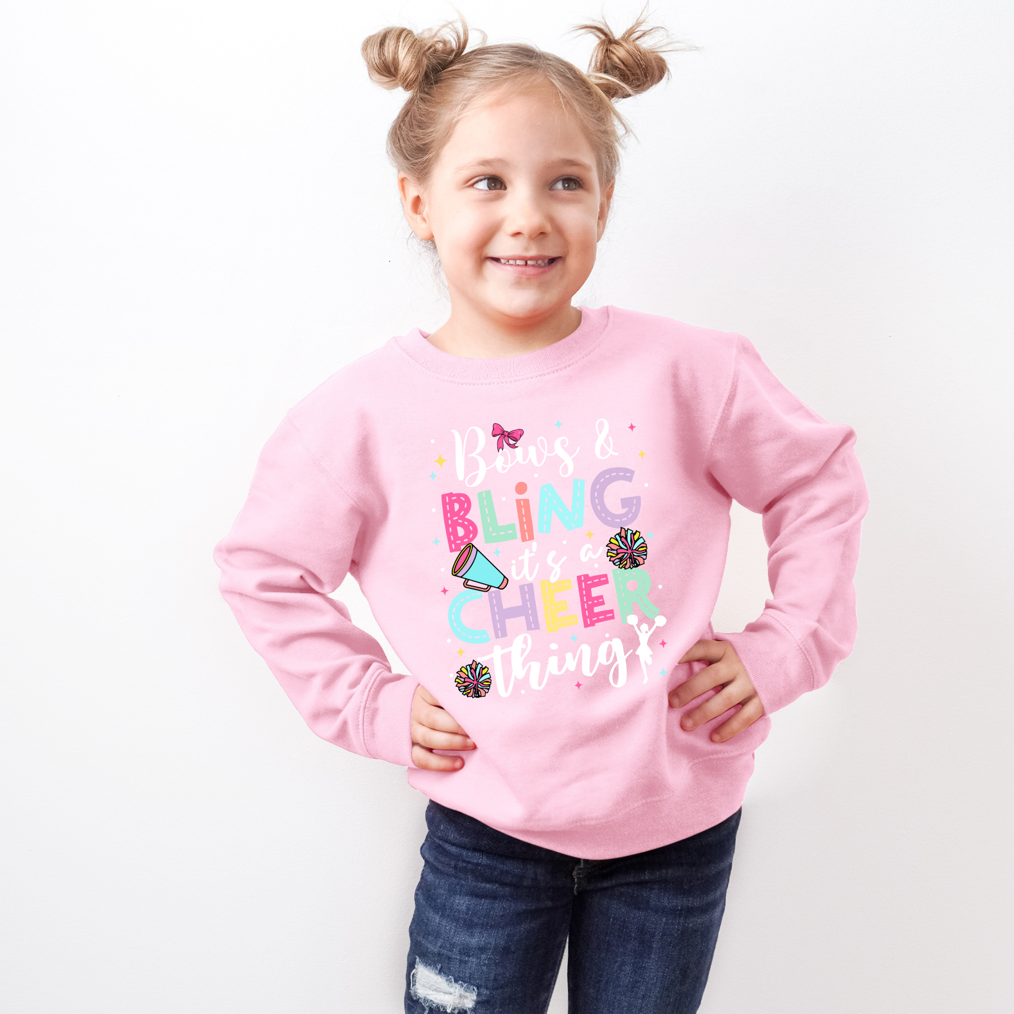 girls cheerleading sweatshirt in pink