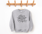 Funny cheer sweatshirt that says boys throw balls cheerleaders throw people in gray