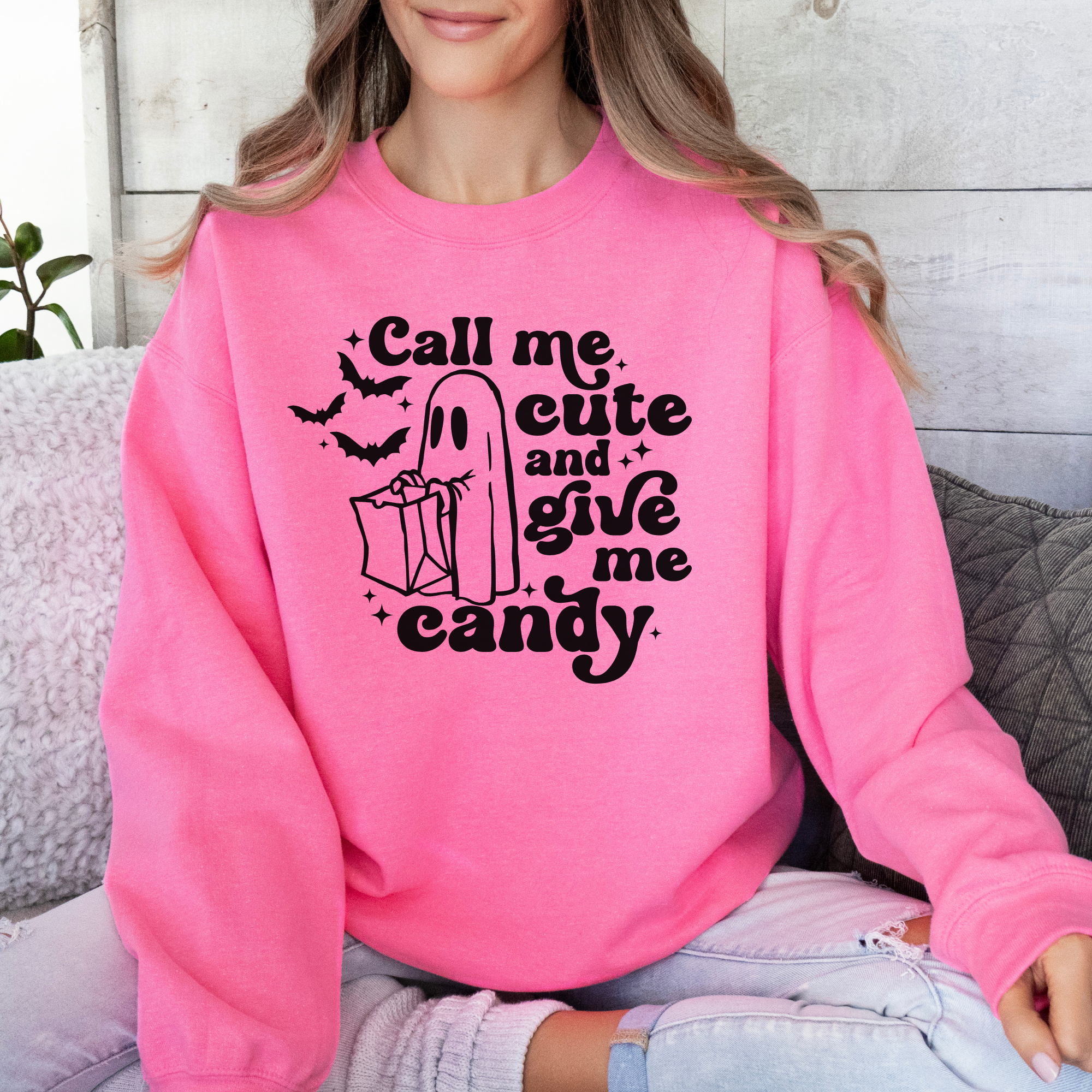 Call Me Cute and Give Me Candy Sweatsahirt | Halloween Sweatshirt