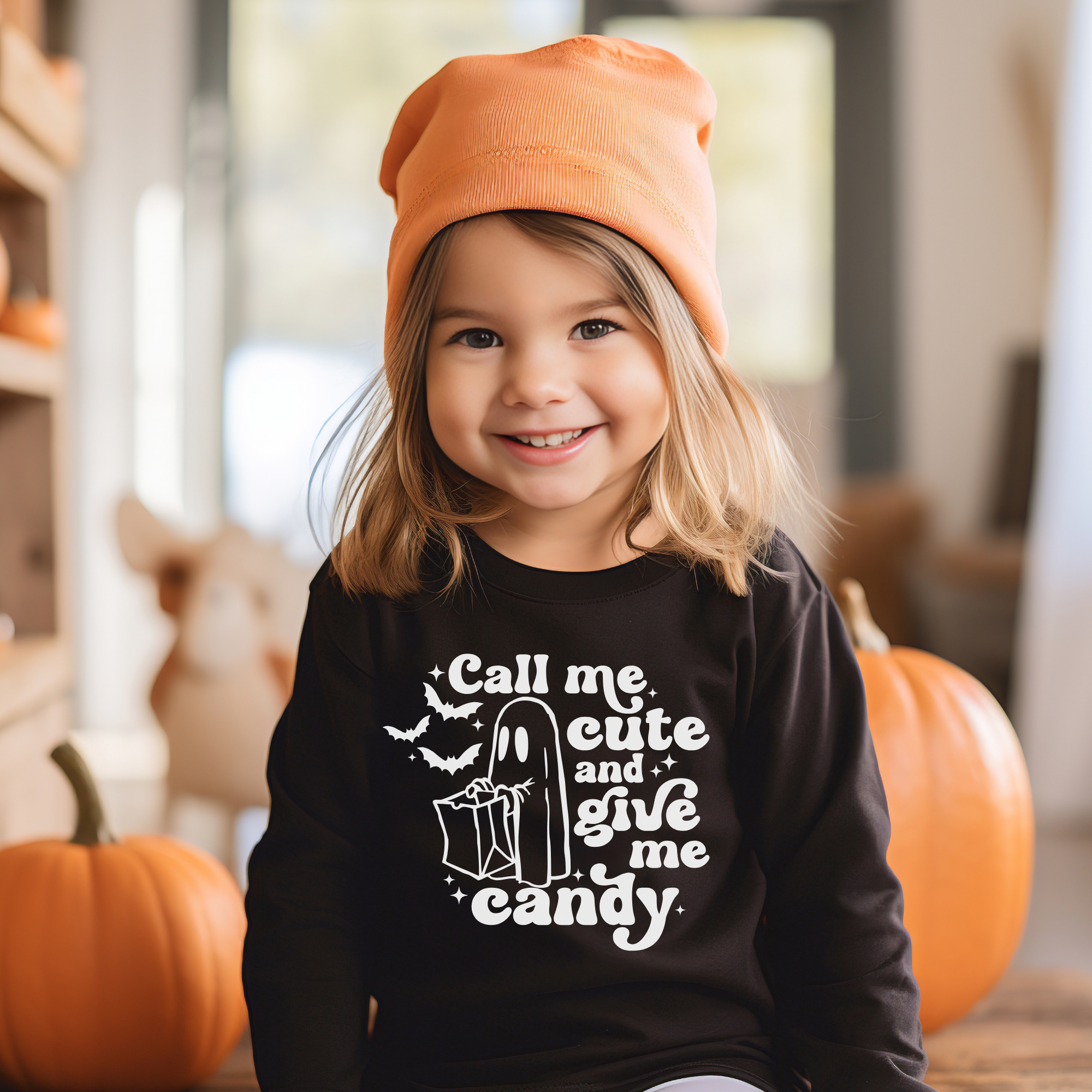 Call Me Cute and Give Me Candy Sweatshirt | Toddler Halloween Sweatshirt