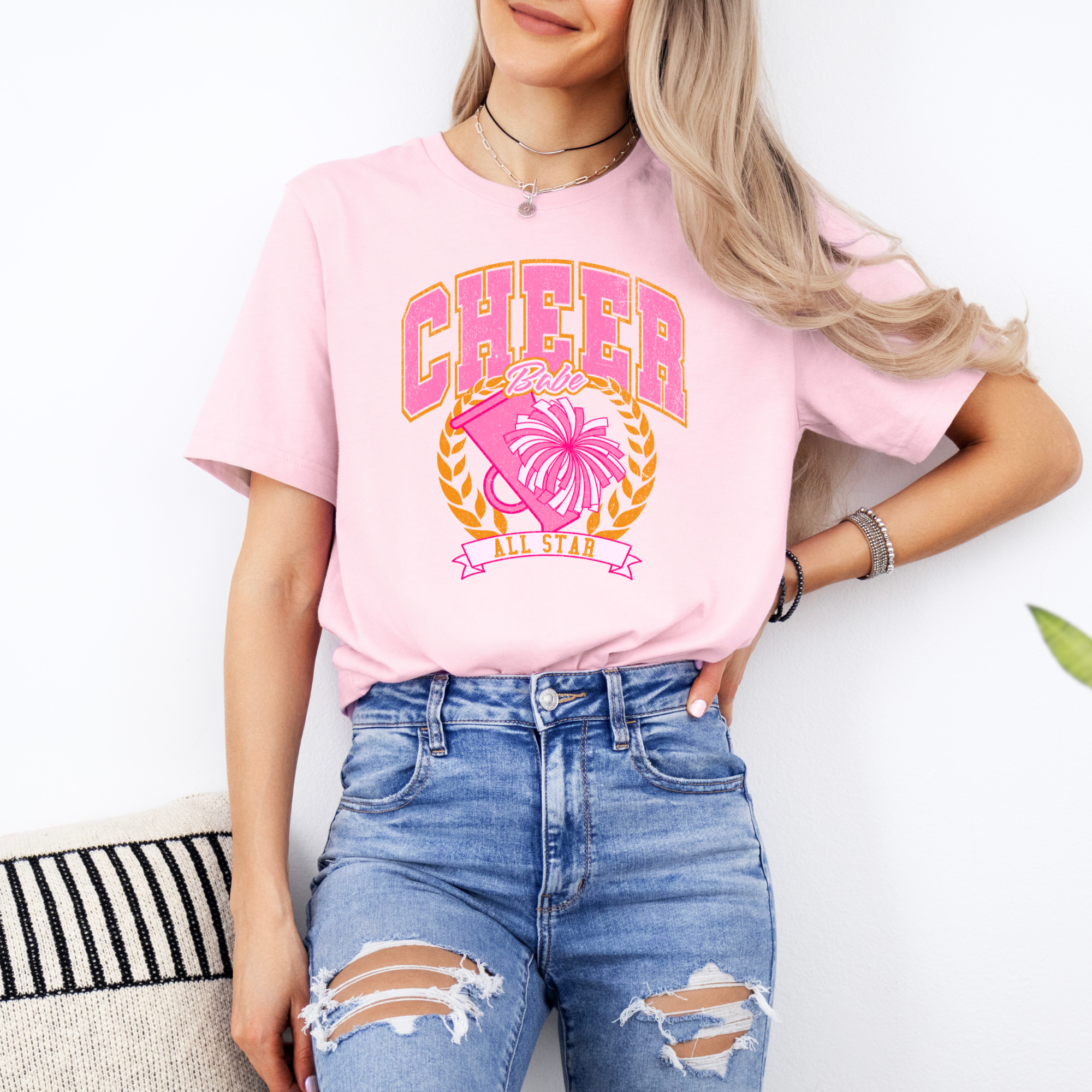 cheer babe all star tshirt for cheerleaders in pink