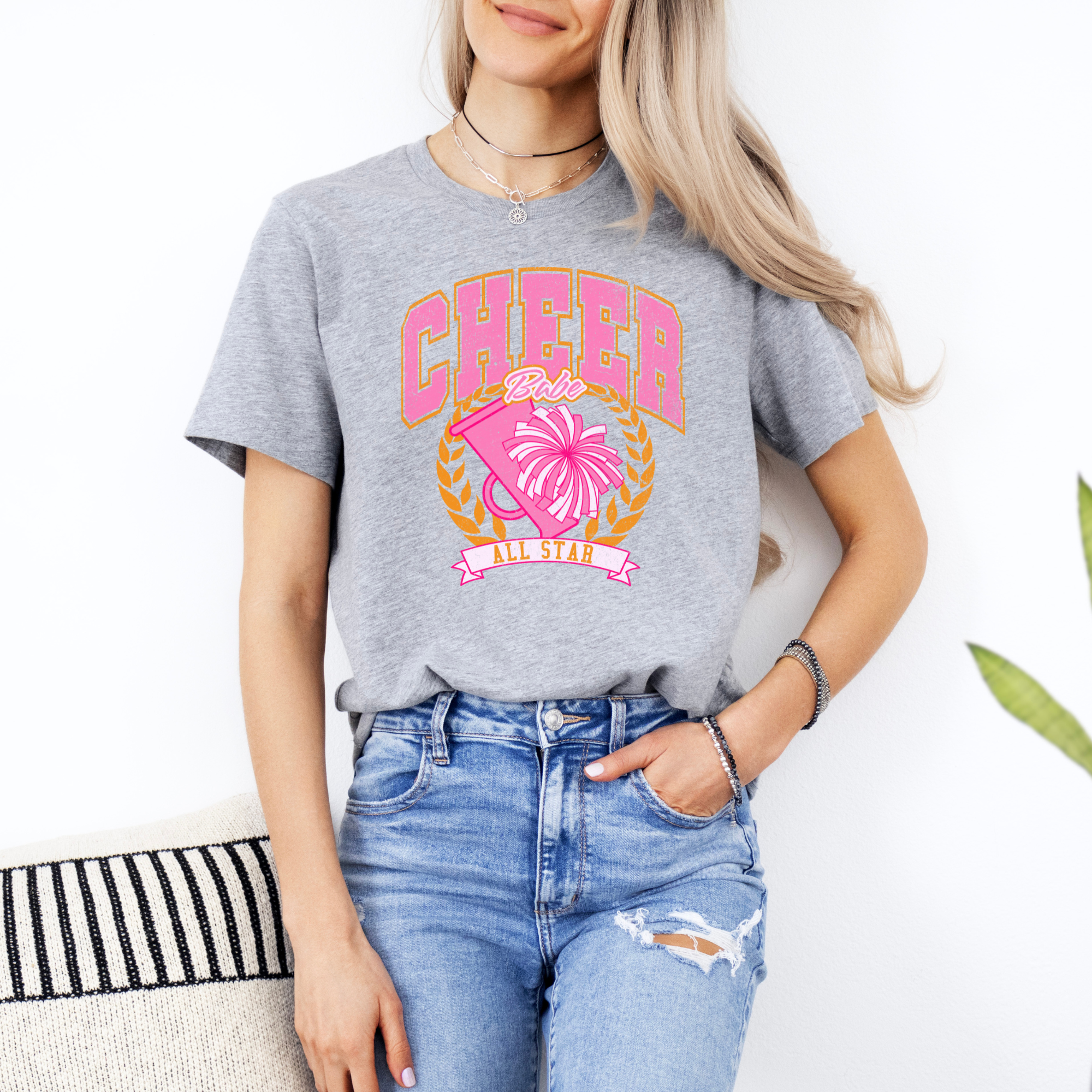 cheer babe all star tshirt for cheerleaders in gray