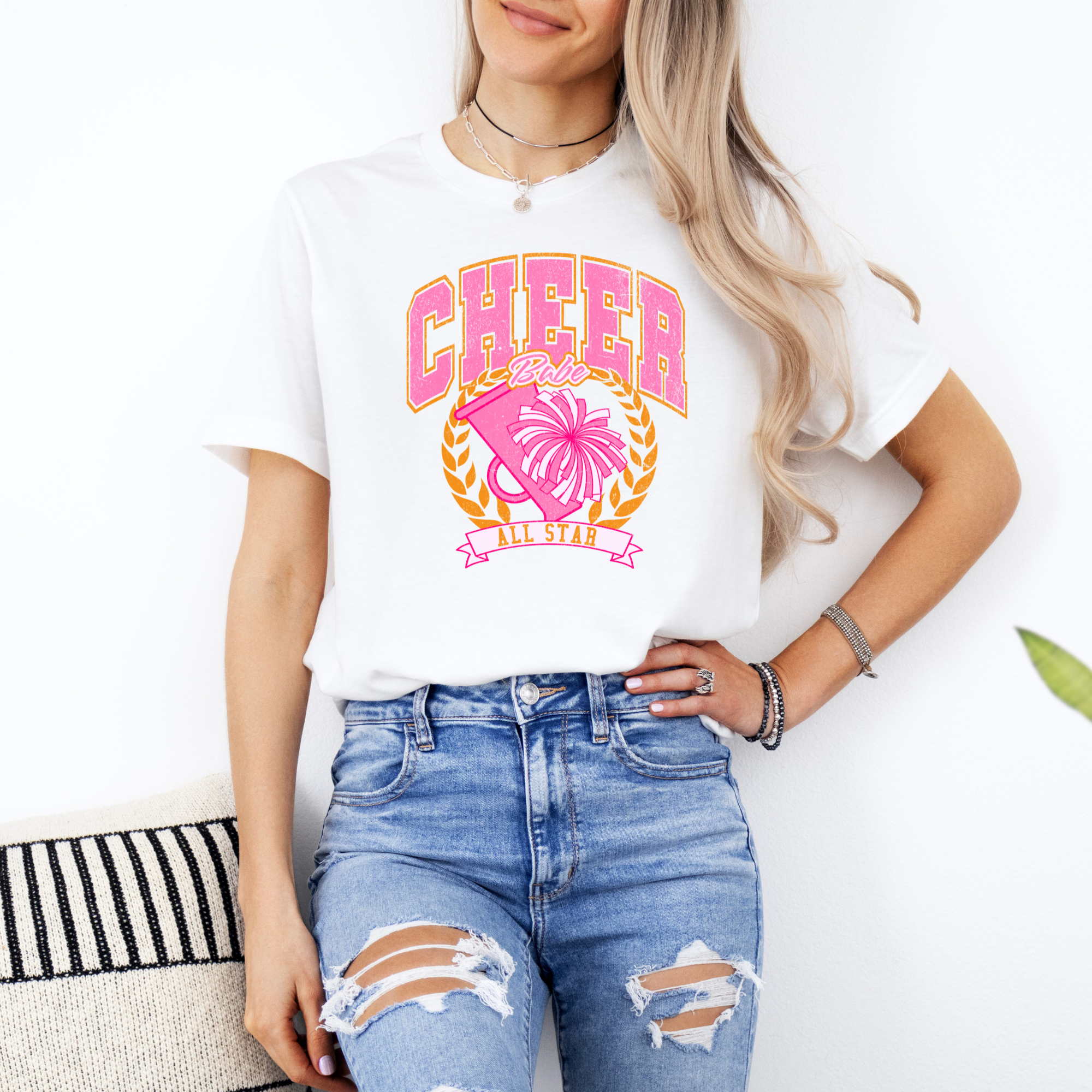 cheer babe all star tshirt for cheerleaders in white