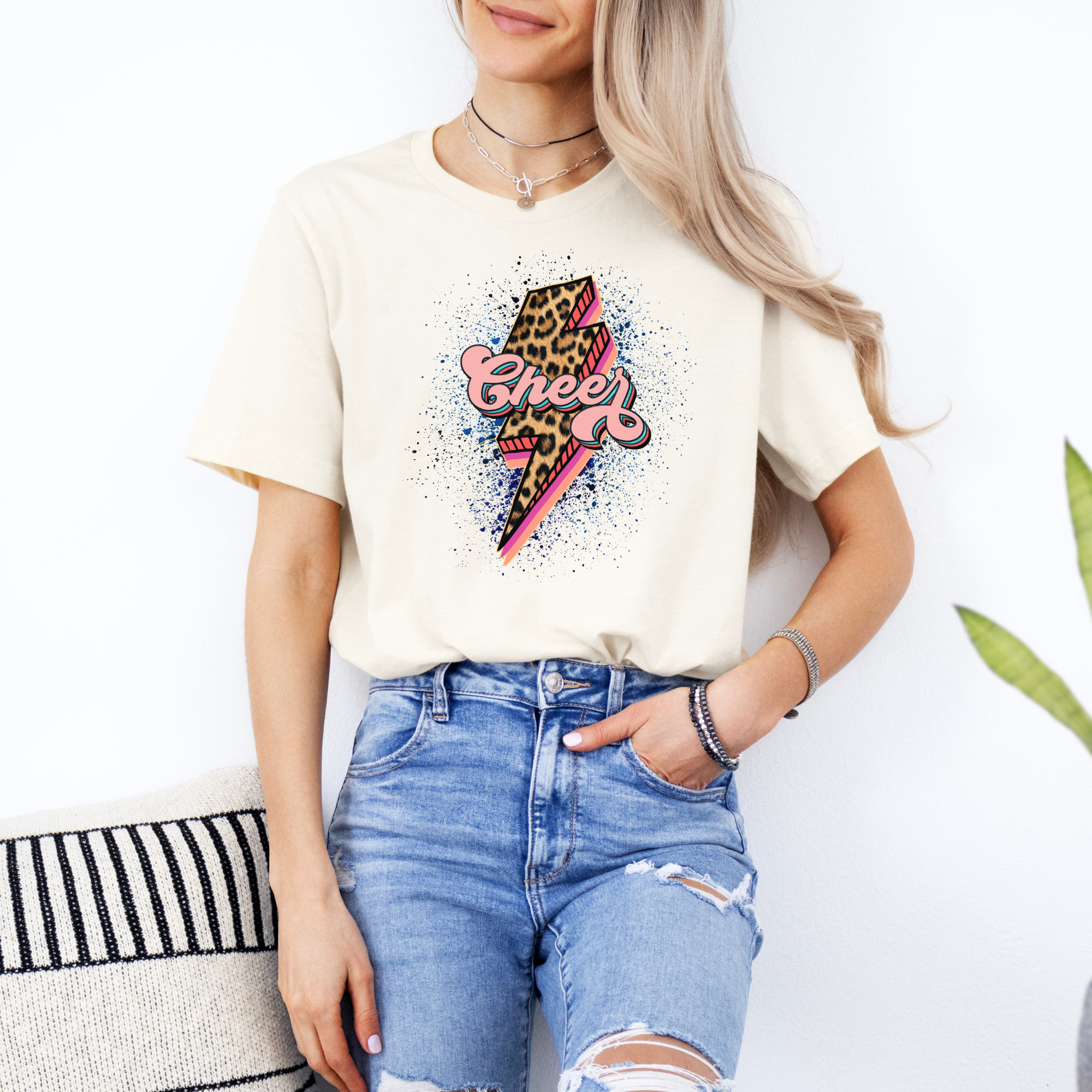 Cheer Cheetah Lightening Bolt T-Shirt