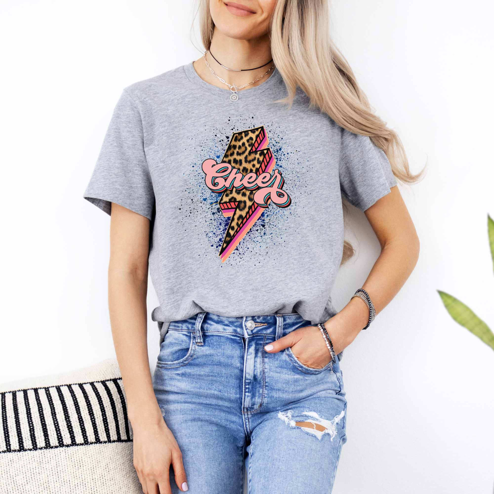 Cheer Cheetah Lightening Bolt T-Shirt