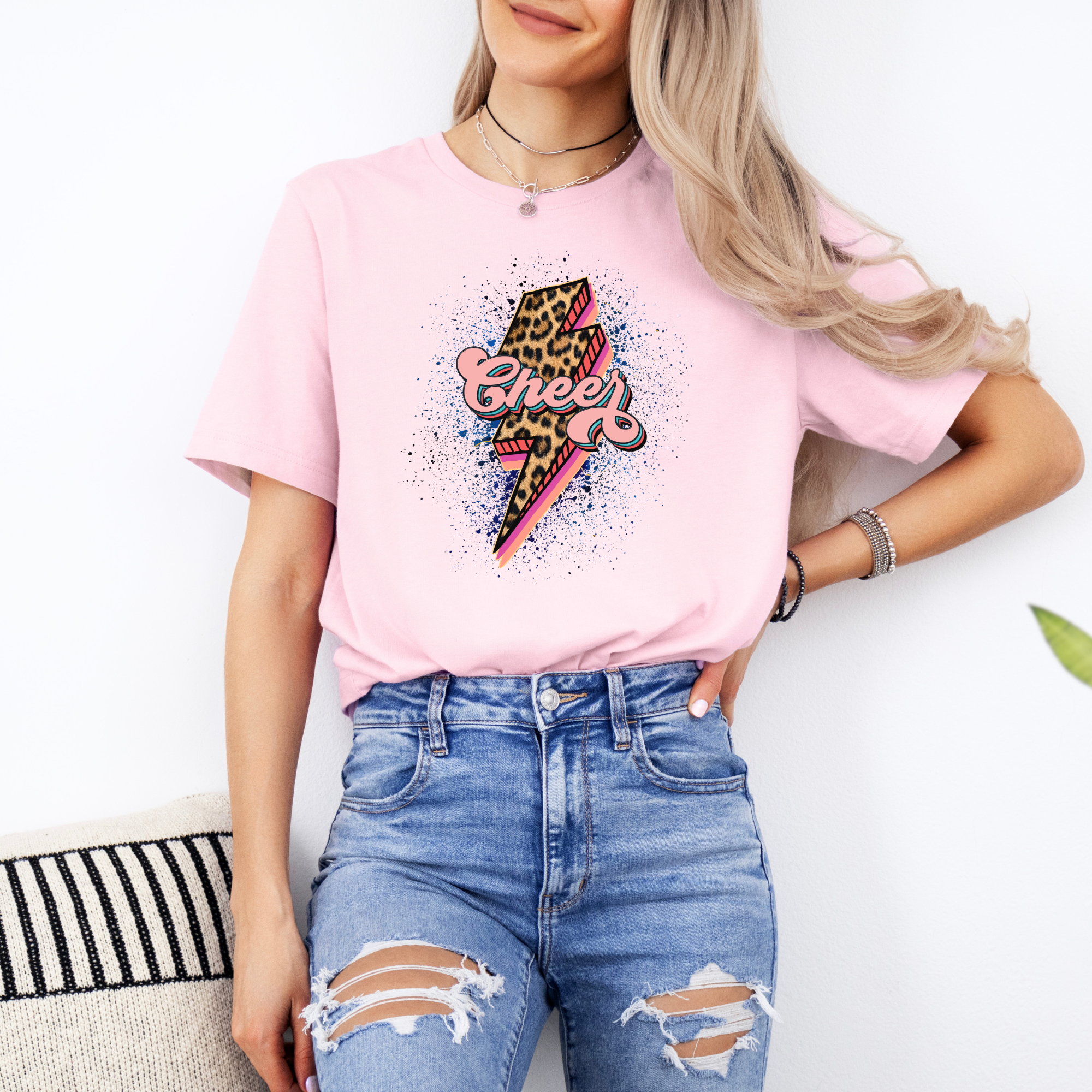 Cheer Cheetah Lightening Bolt T-Shirt